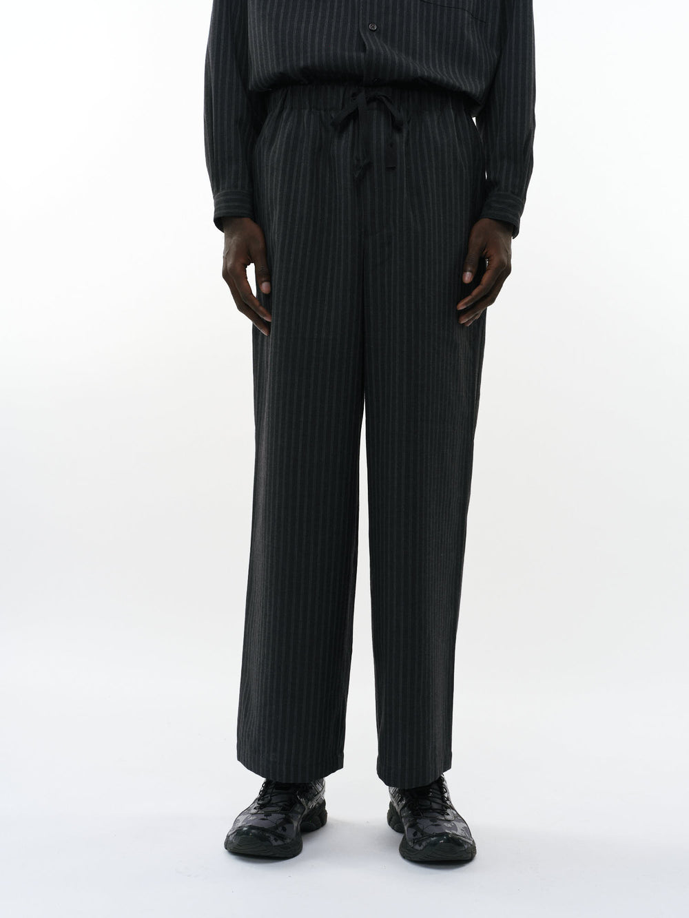 2/72ウールトロピカルワッシャー / ワイドシリンダーフィットイージーパンツ, Gray Stripe