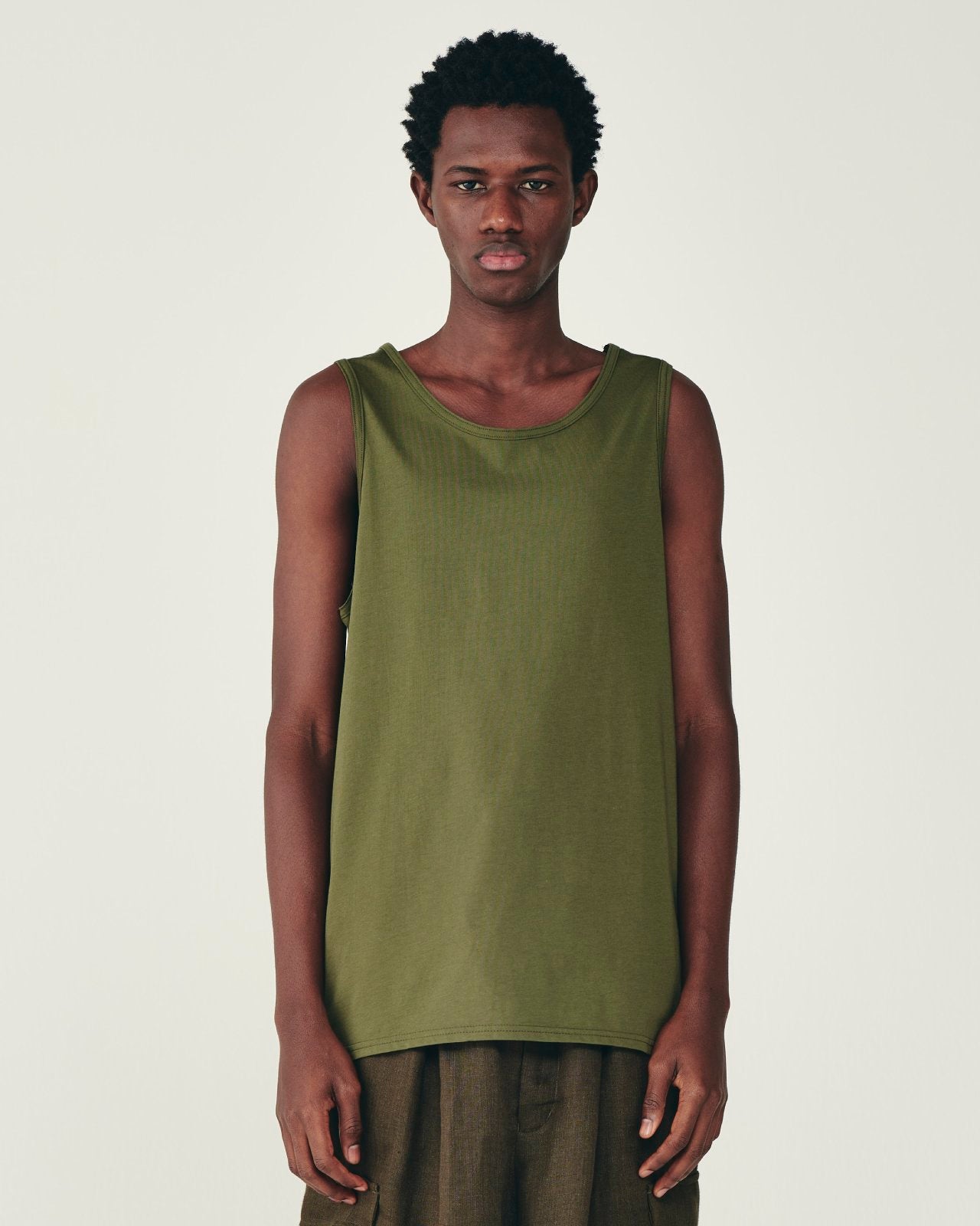 オーガニックコットン72/2強燃天竺 / タンクトップ, Olive