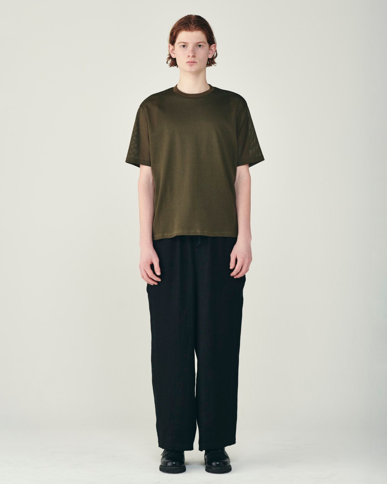 40/2 オーガニックコットンメッシュ クルーネック Tee, Olive