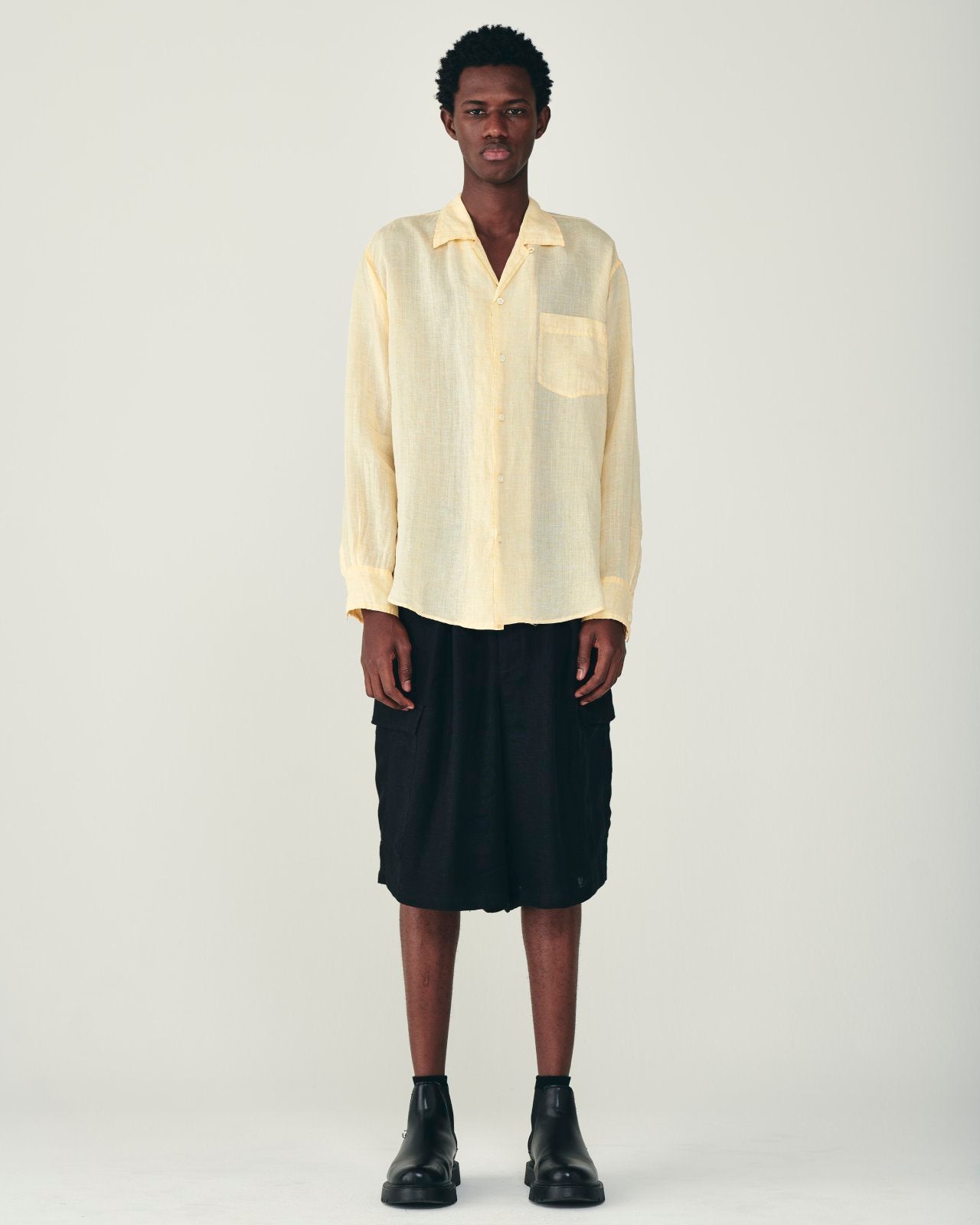 ラミーシャンブレー オープンカラー L/S シャツ, Orange