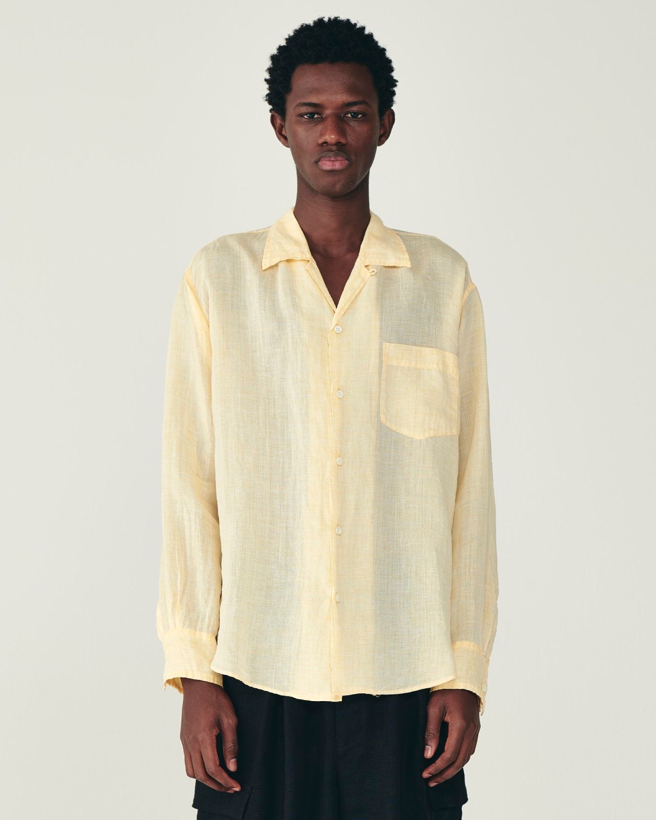 ラミーシャンブレー オープンカラー L/S シャツ, Orange