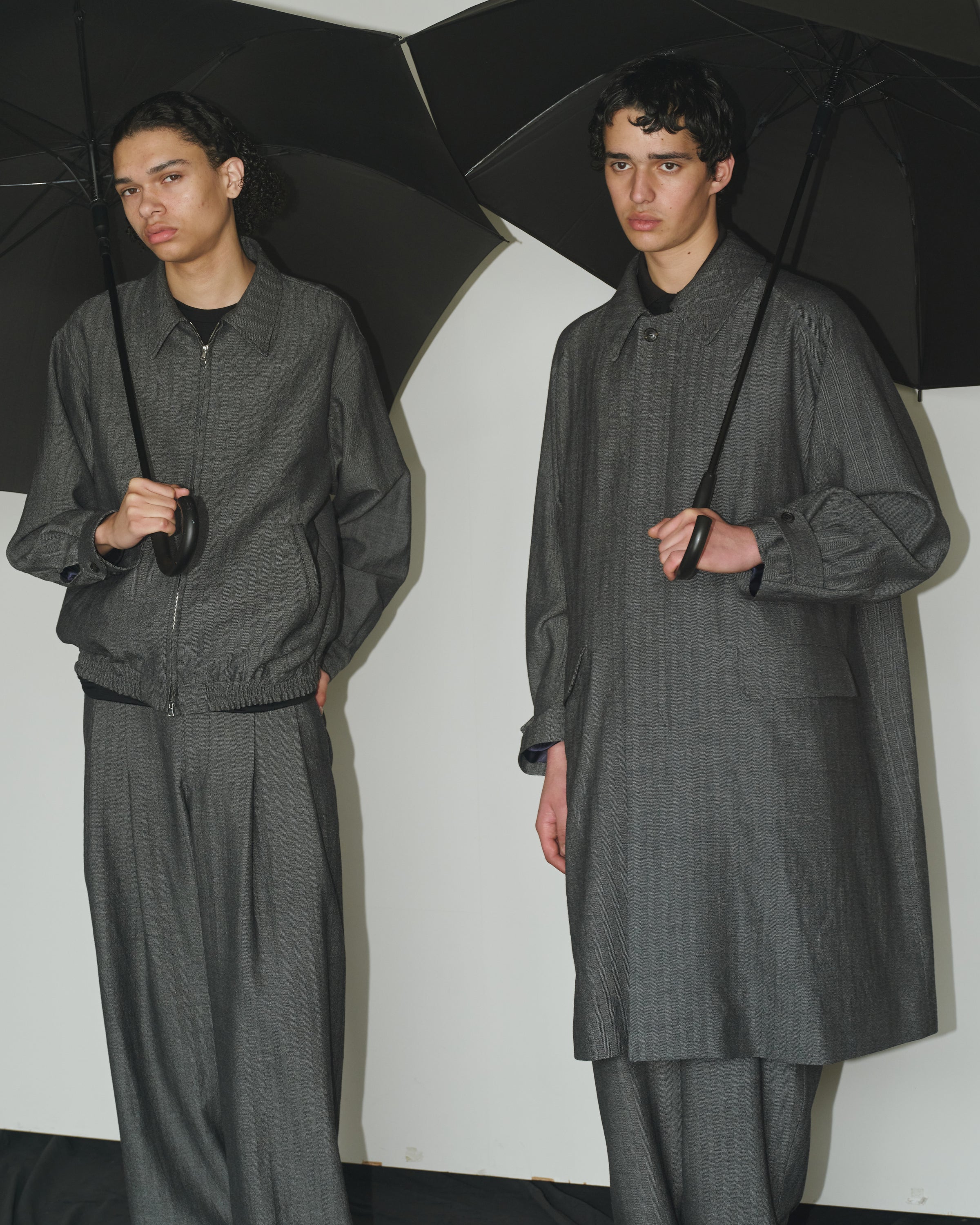 ウールサージ ワッシャータンブラー / ラグランスリーブコート, Herringbone