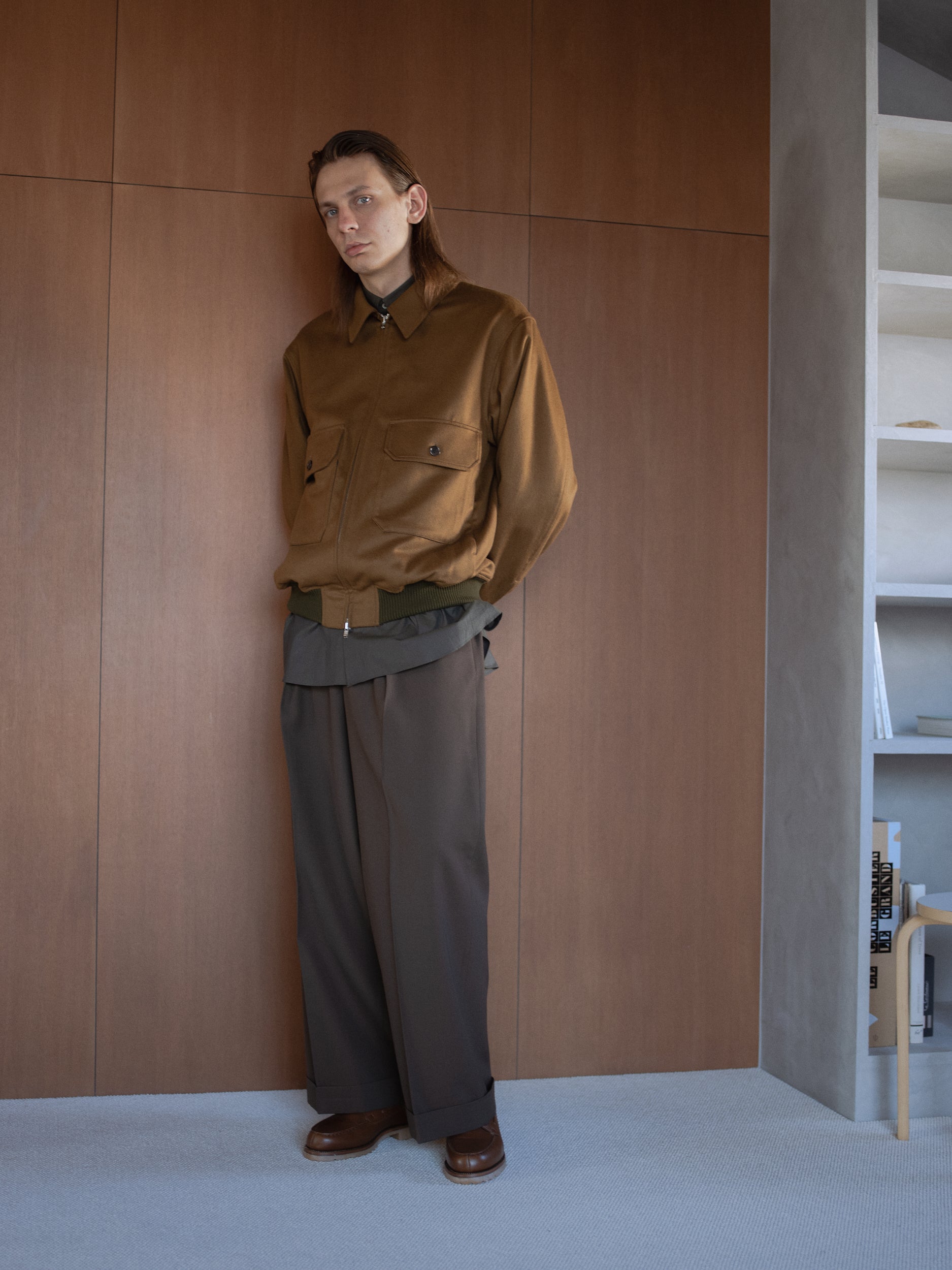 カシミヤフランネル / カシミヤワークジャケット, Brown Khaki