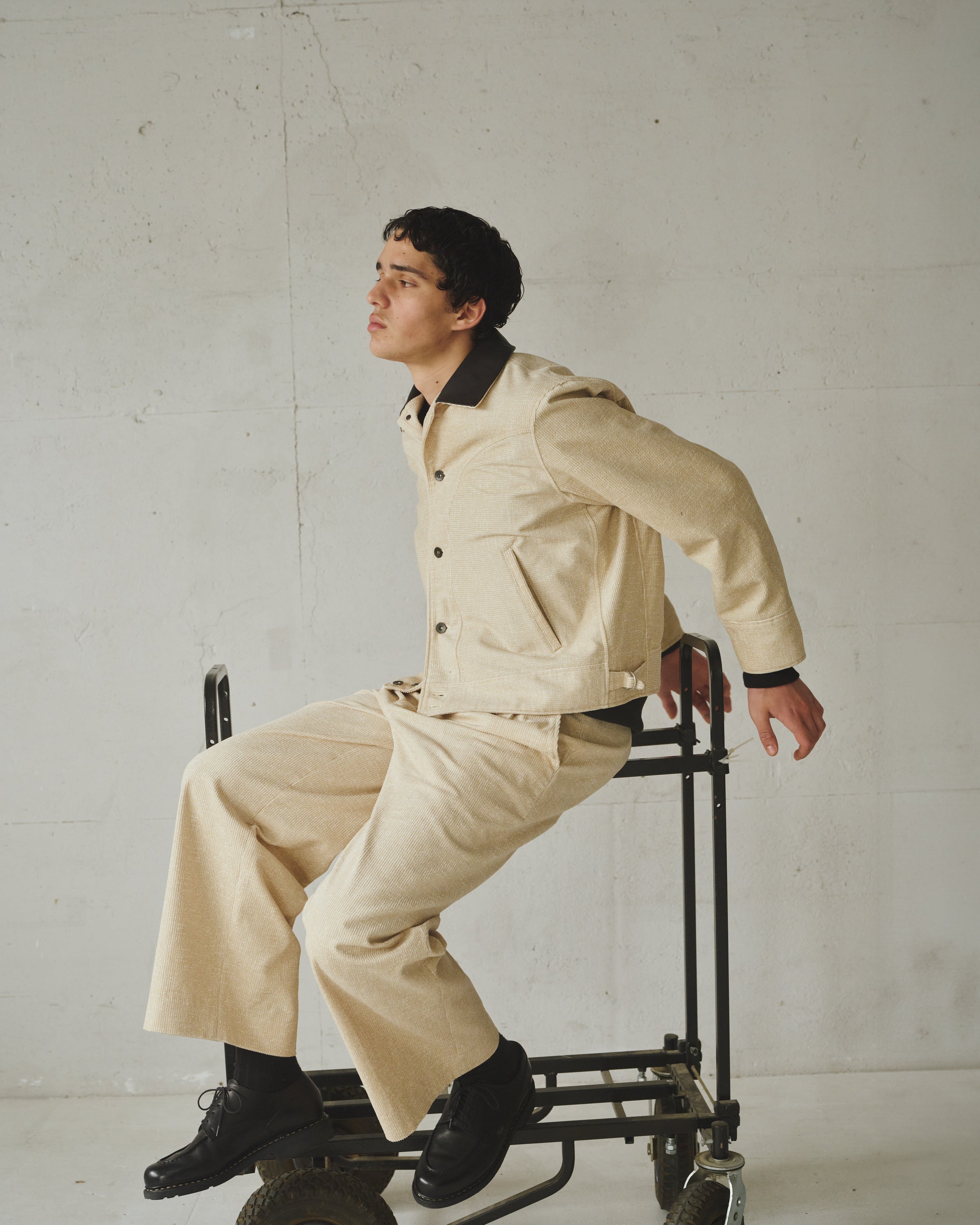 オーガニックコットン8Wコーデュロイ / ウェスタンジャケット, Ivory