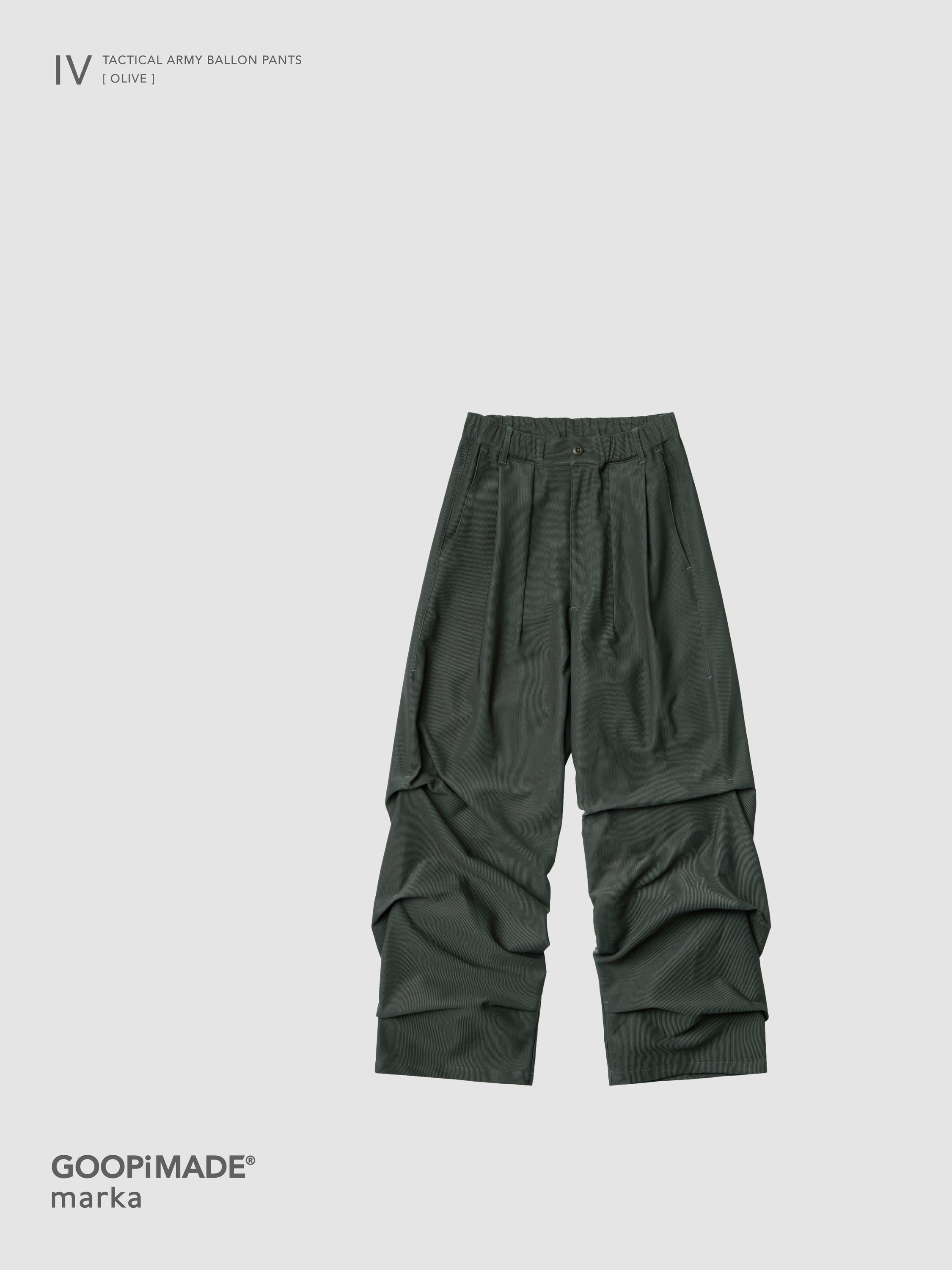 【GOOPiMADE x marka】  IV / Tactical Army Balloon Pants, Olive