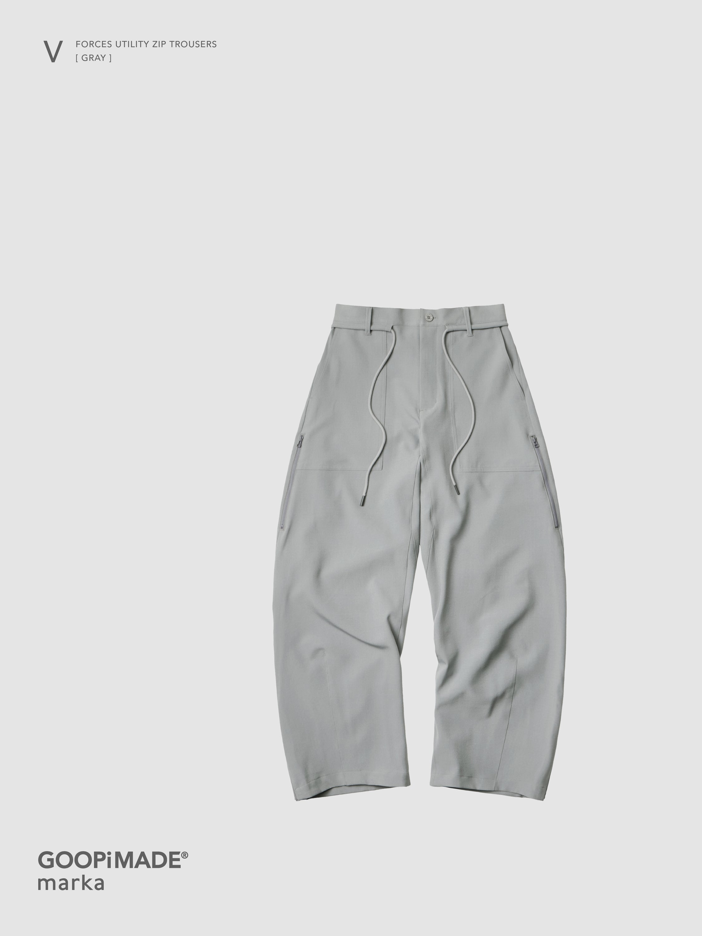【GOOPiMADE x marka】 V / Forces Utility Zip Trousers, Gray