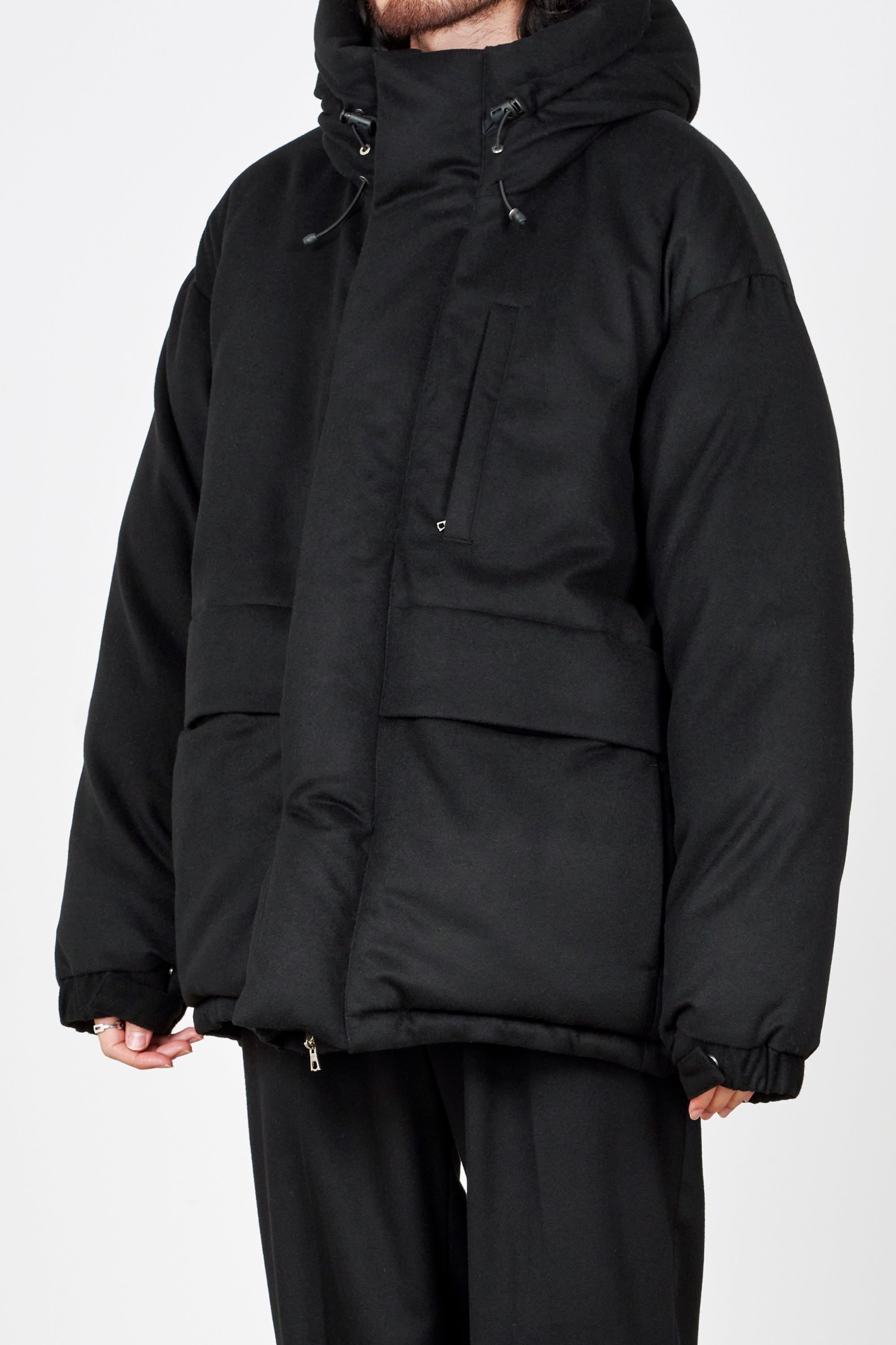 カシミヤフランネル / カシミヤダウンジャケット, Black