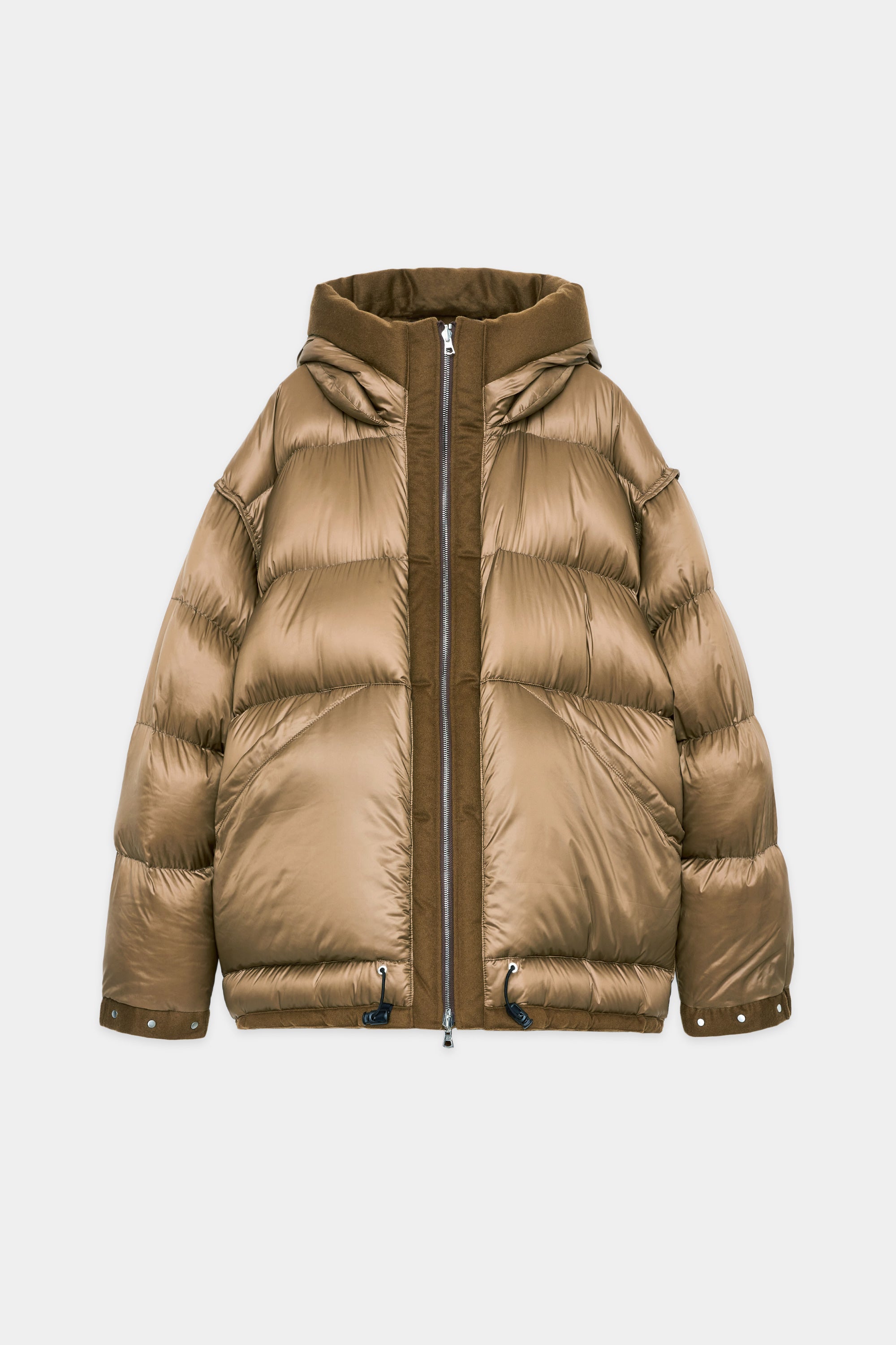 カシミヤフランネル / カシミヤダウンジャケット, Brown Khaki