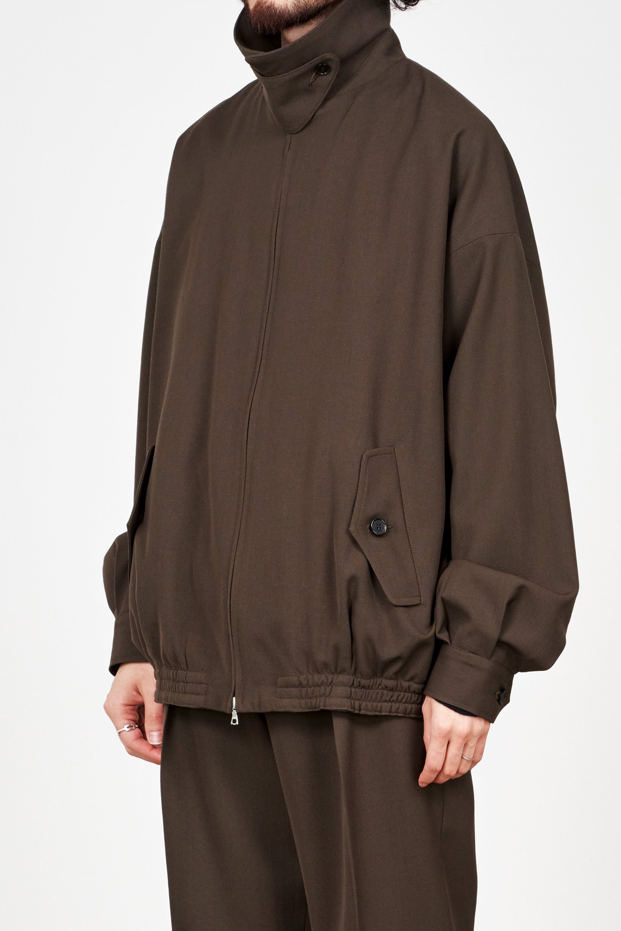 3/60オーガニックウールサバイバルクロス / ワイドスポーツジャケット, Brown Khaki