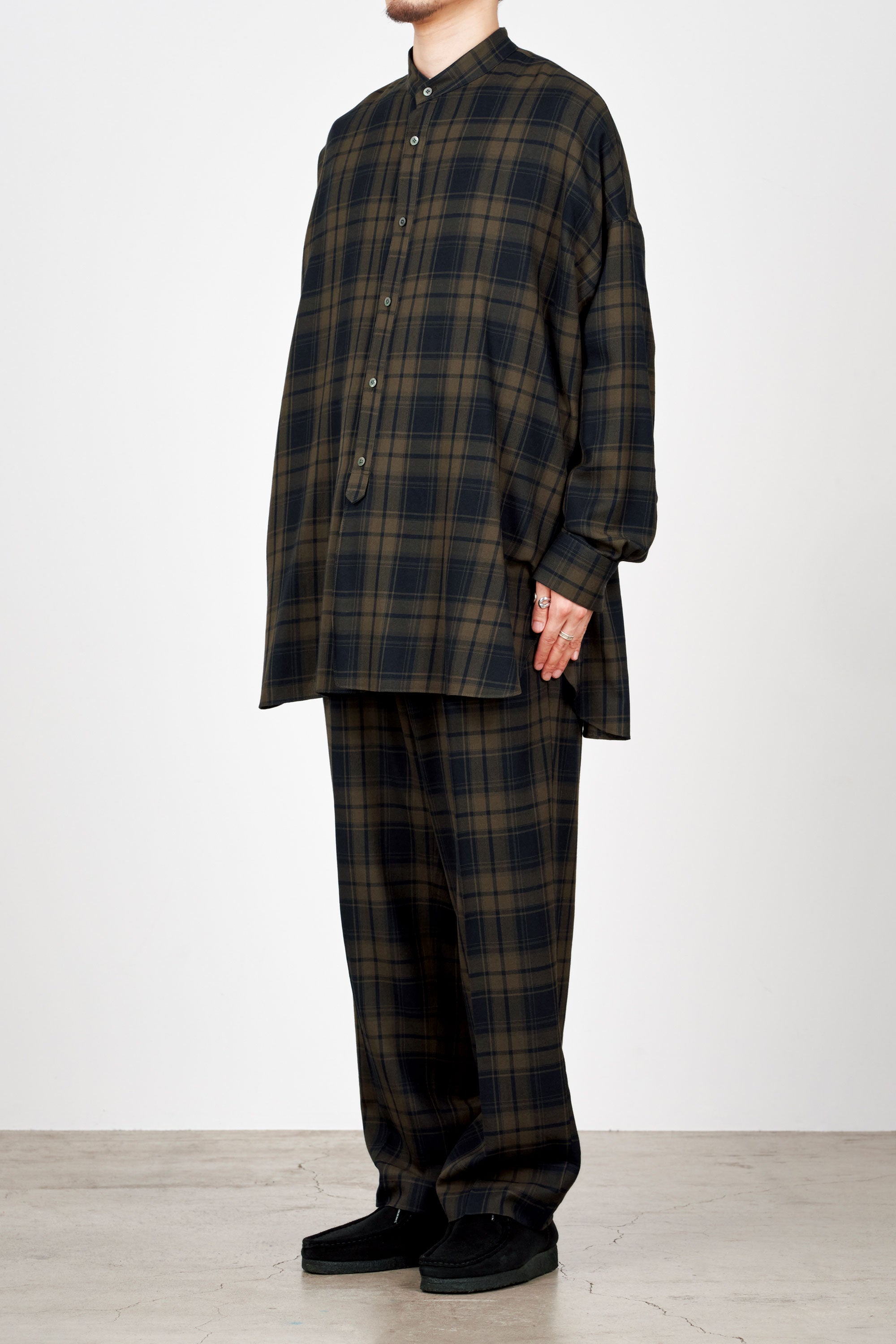  2/72オーガニックウールチェックヴィエラ / パジャマシャツ, Brown Check