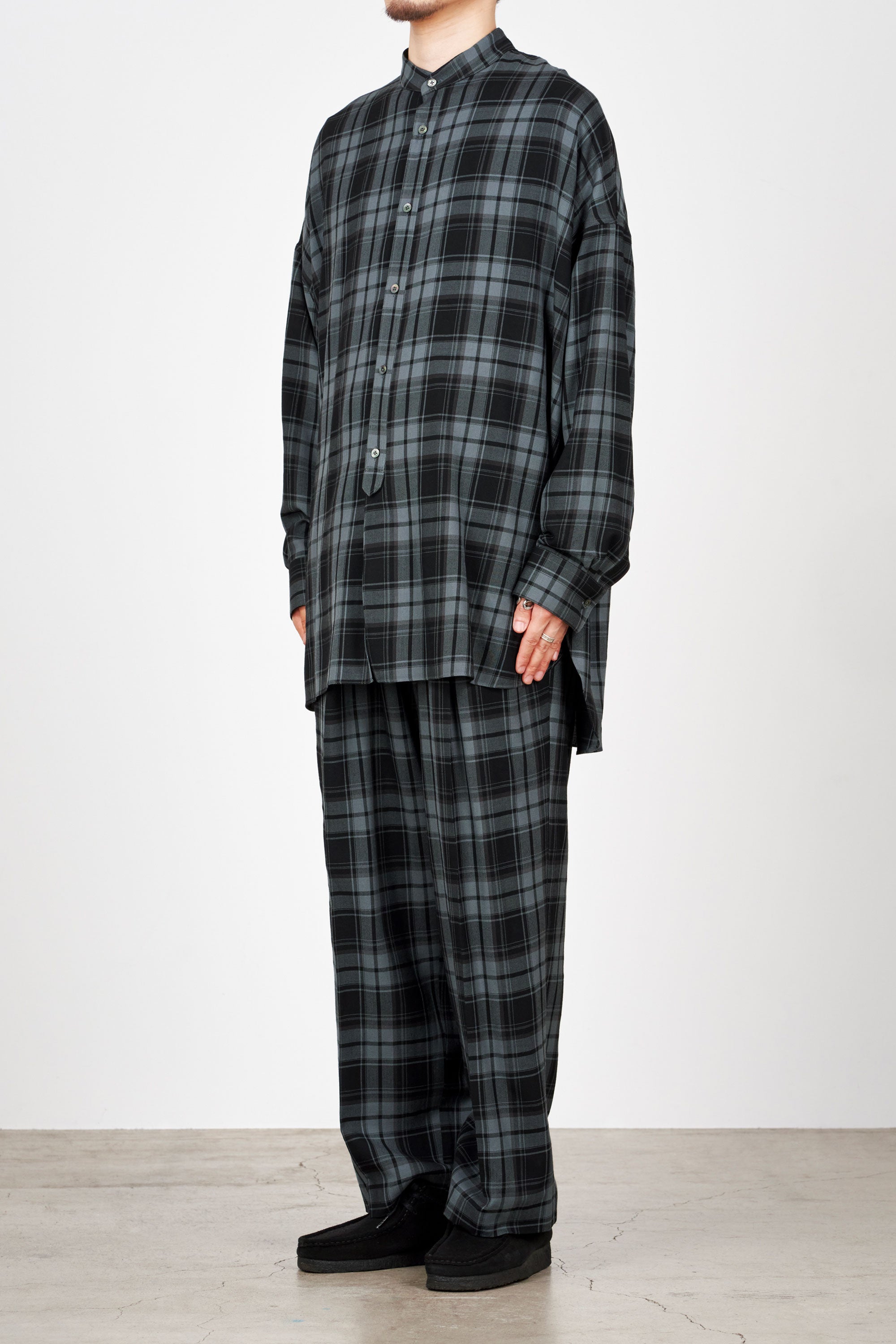  2/72オーガニックウールチェックヴィエラ / パジャマシャツ, Blue Check