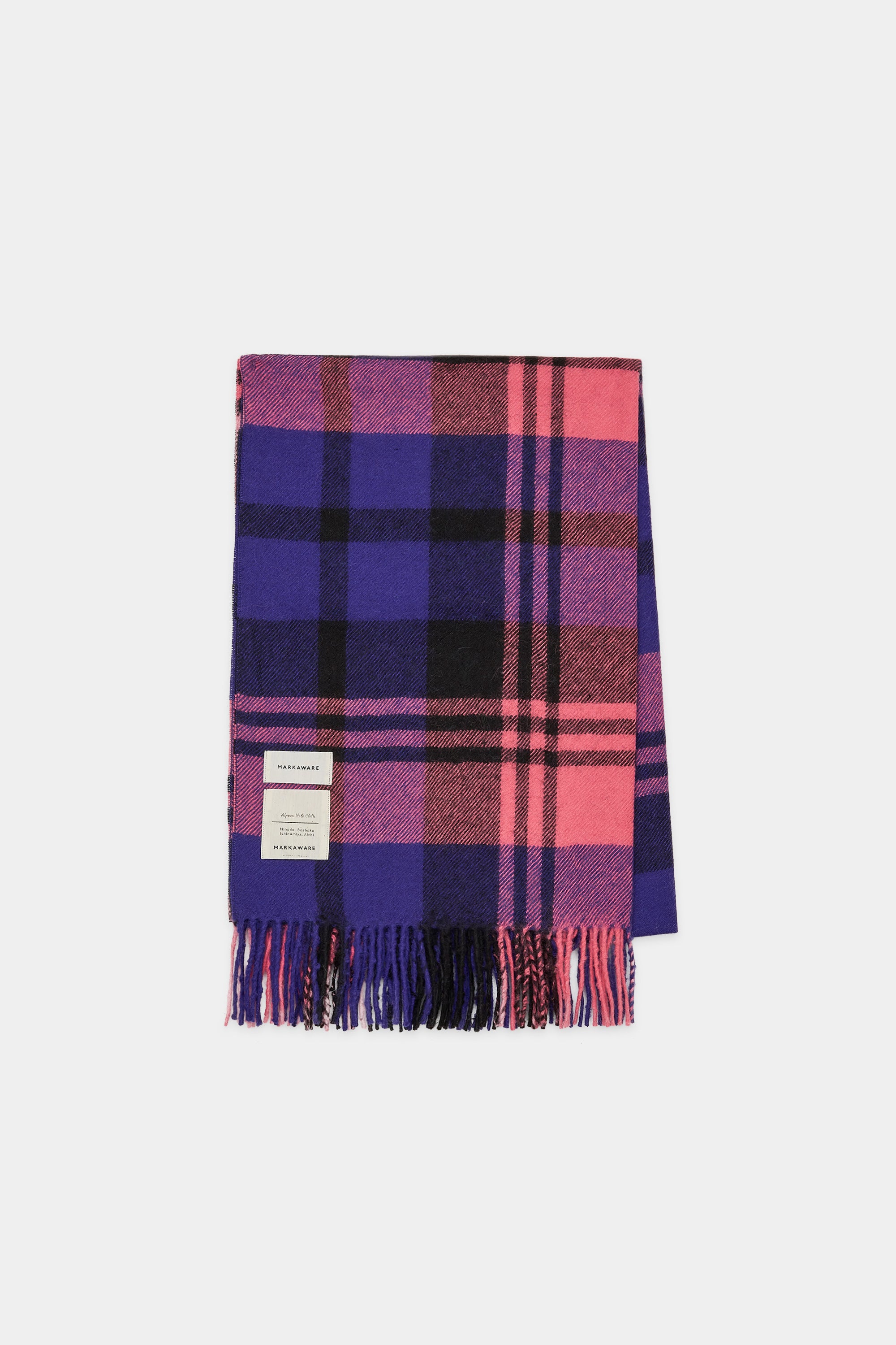 ナチュラルブラック/ベビーアルパカ / アルパカストール, Pink Plaid