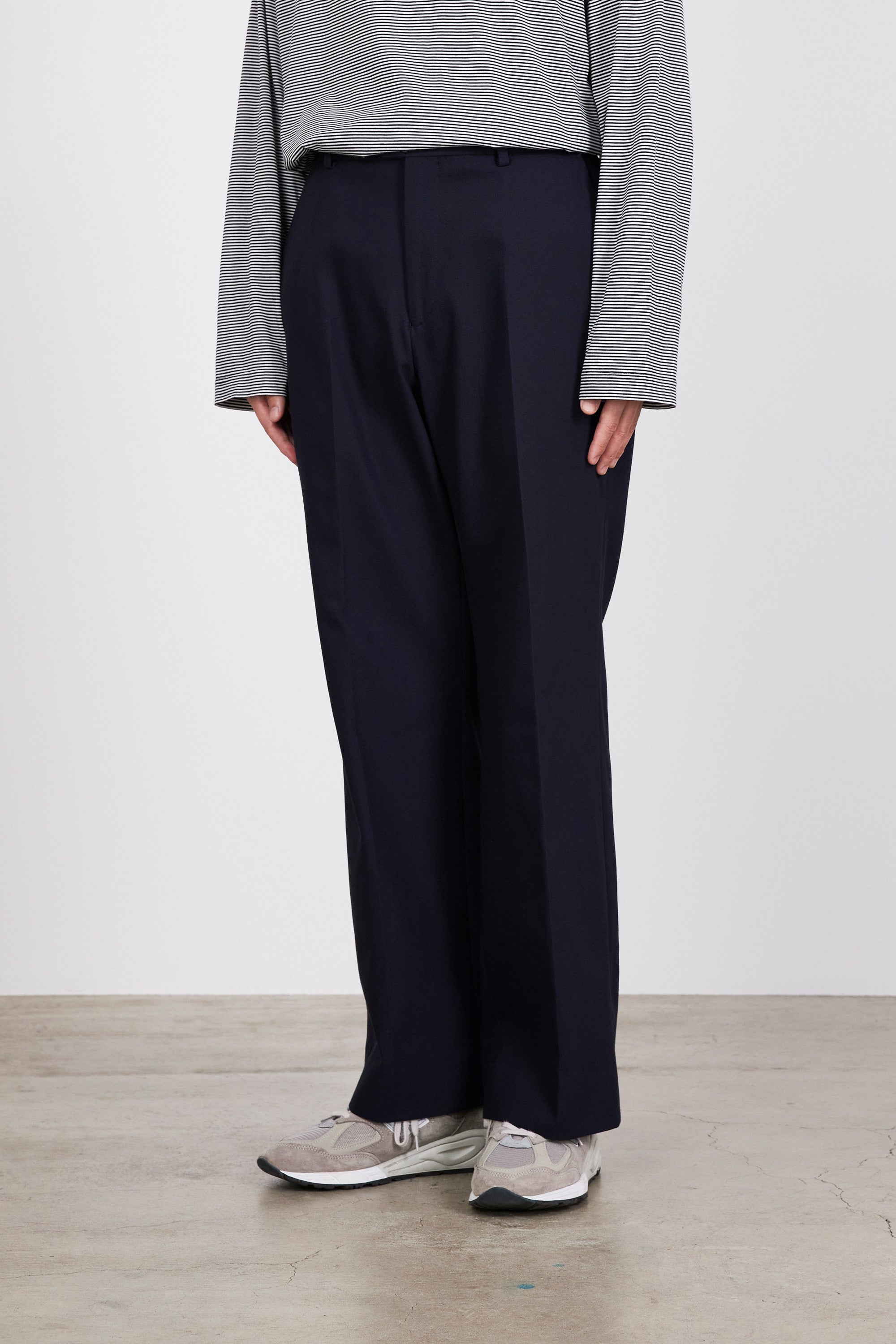 オーガニックコットンサバイバルクロス / フラットフロントフレアトラウザーズ, Navy