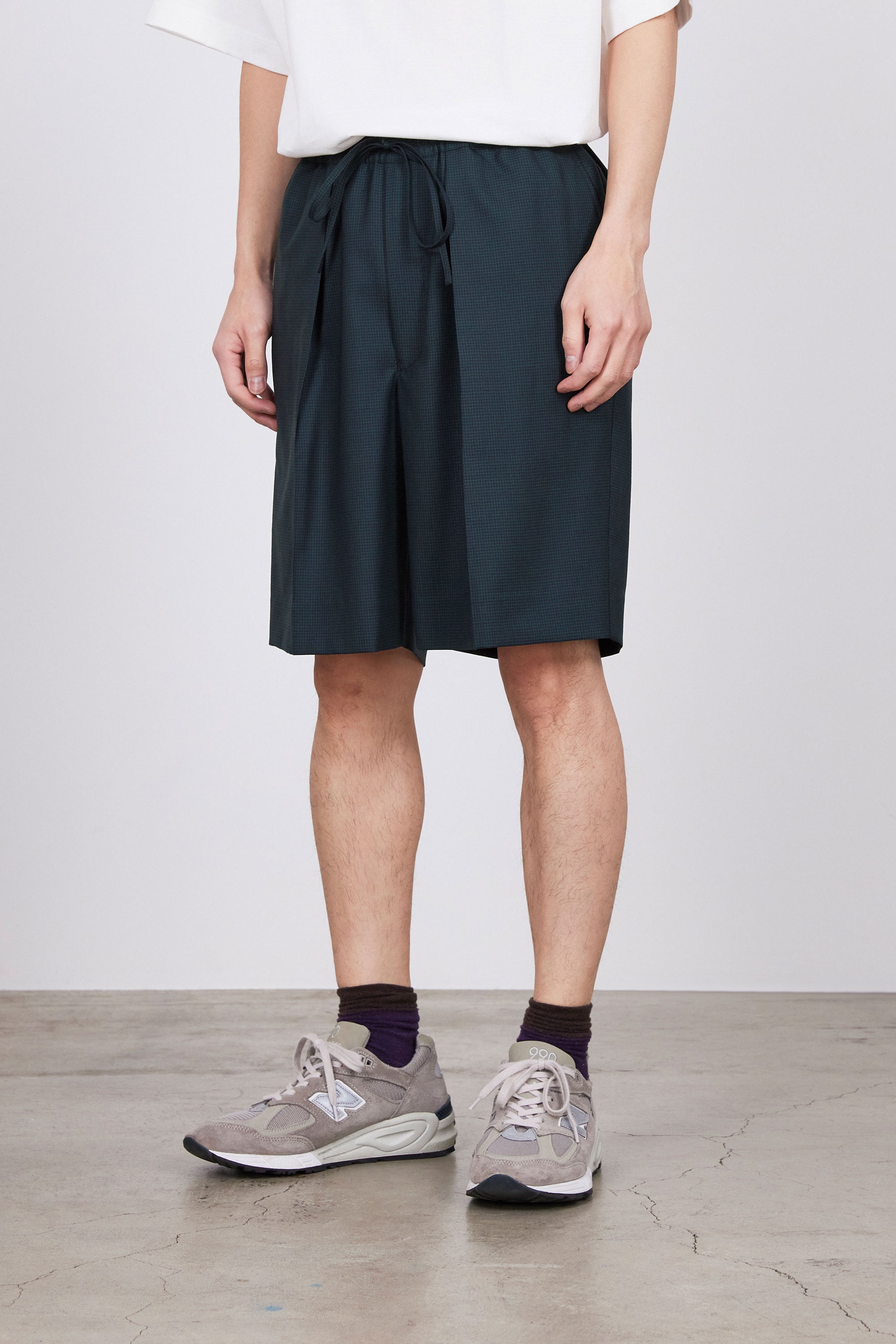 オーガニックウールトロピカル / クラシックフィット イージーショーツ, Olive Check