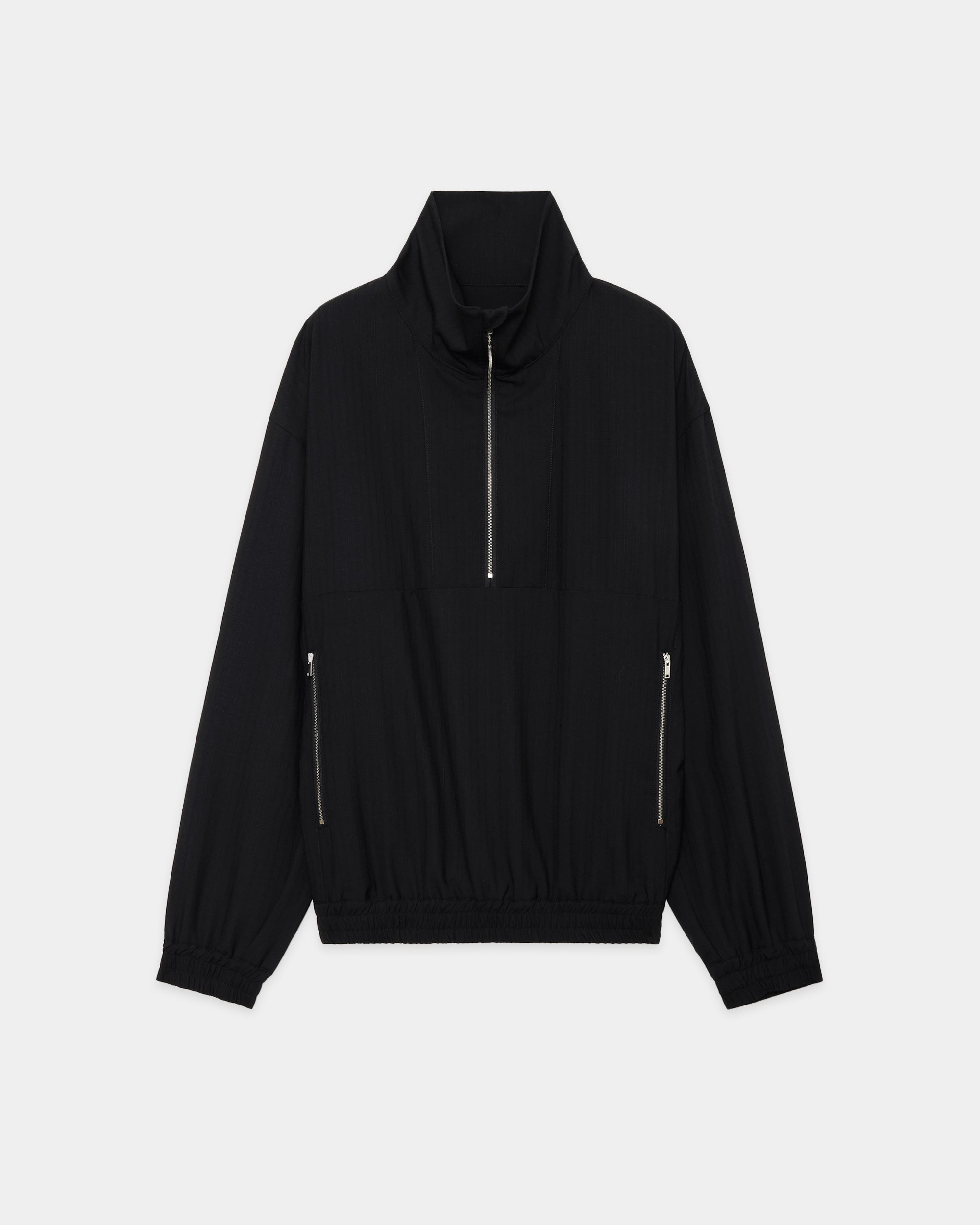 2/60 ウールリップストップ / ハーフジップトラックジャケット, Black