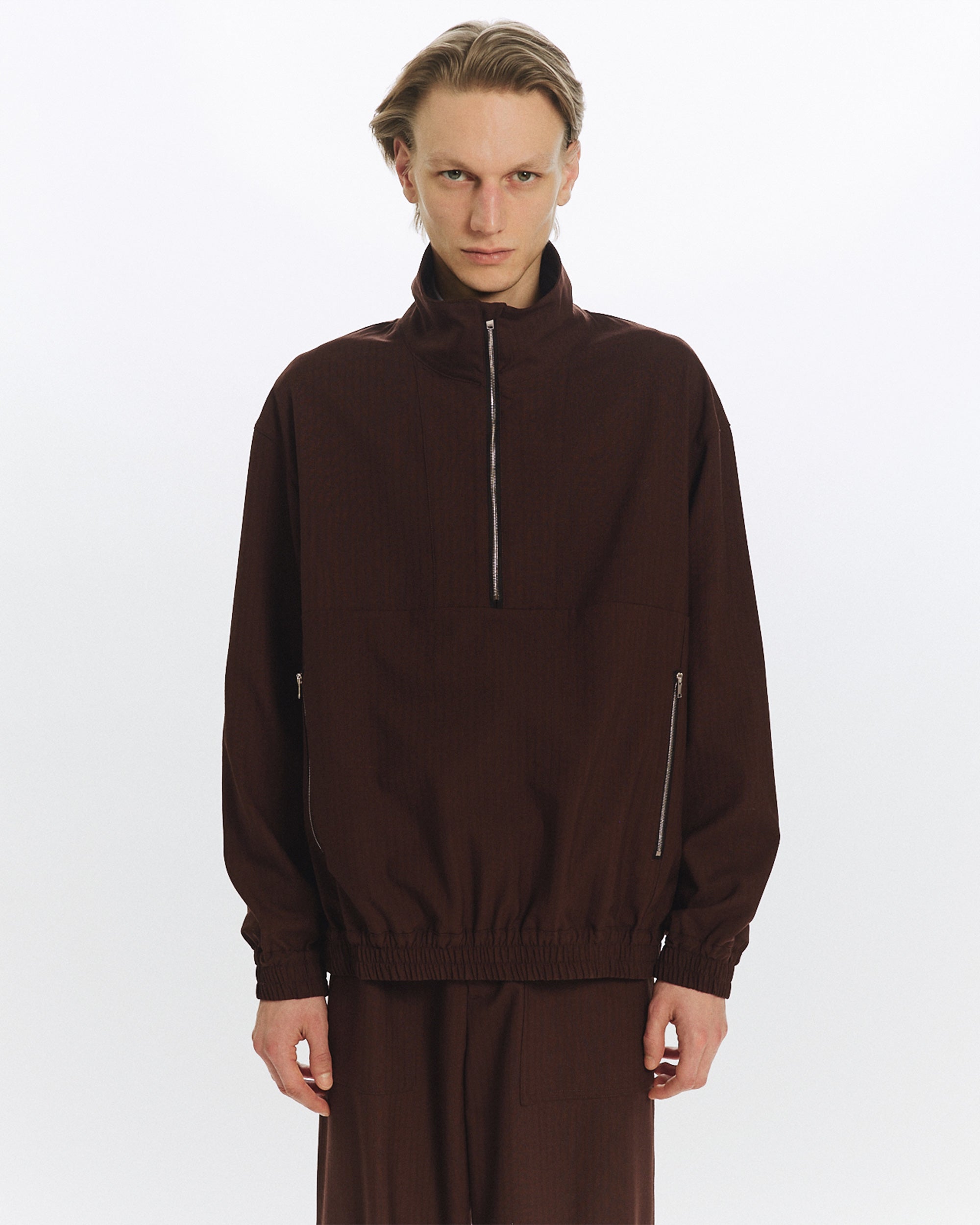 2/60 ウールリップストップ / ハーフジップトラックジャケット, Olive Drab