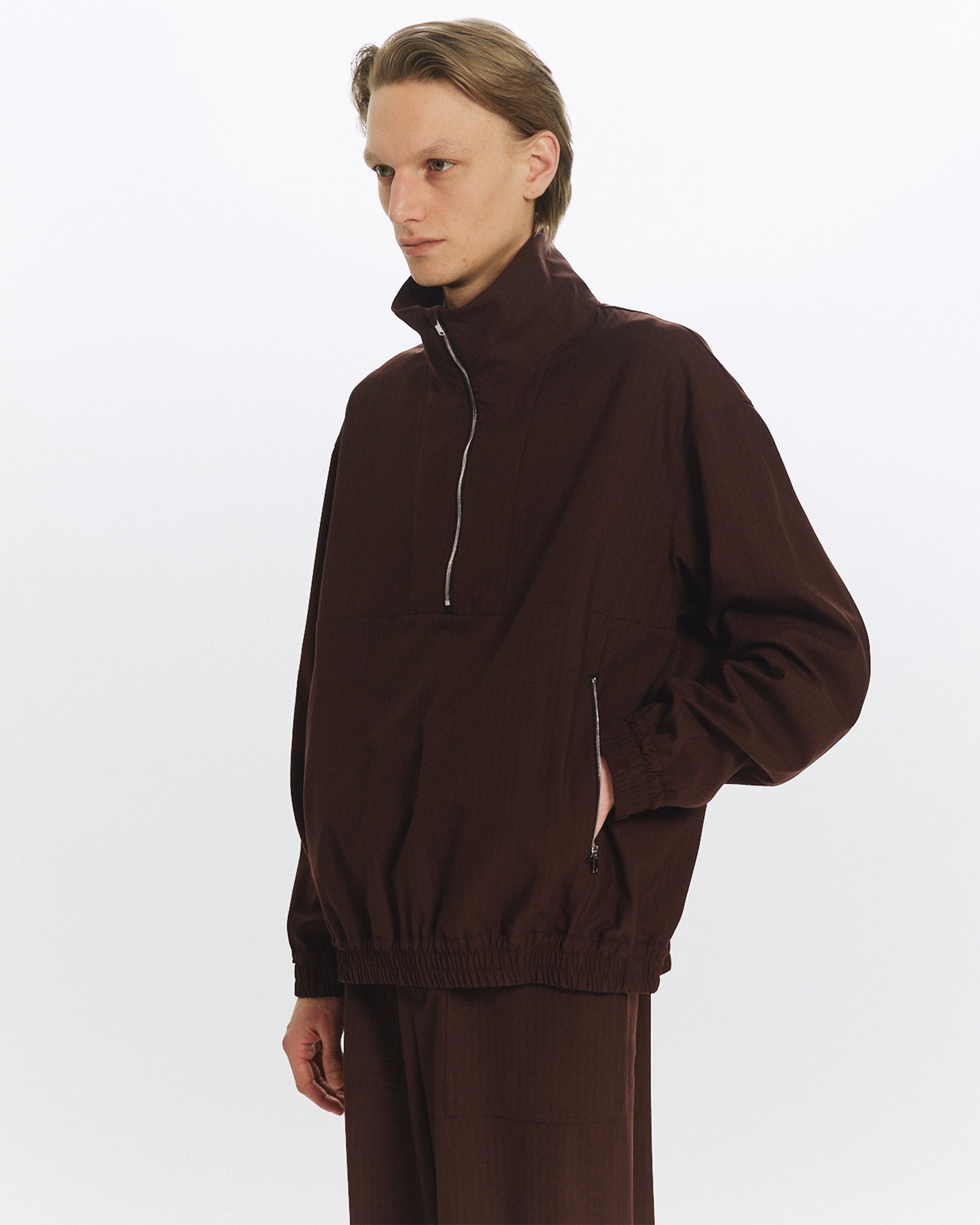 2/60 ウールリップストップ / ハーフジップトラックジャケット, Olive Drab