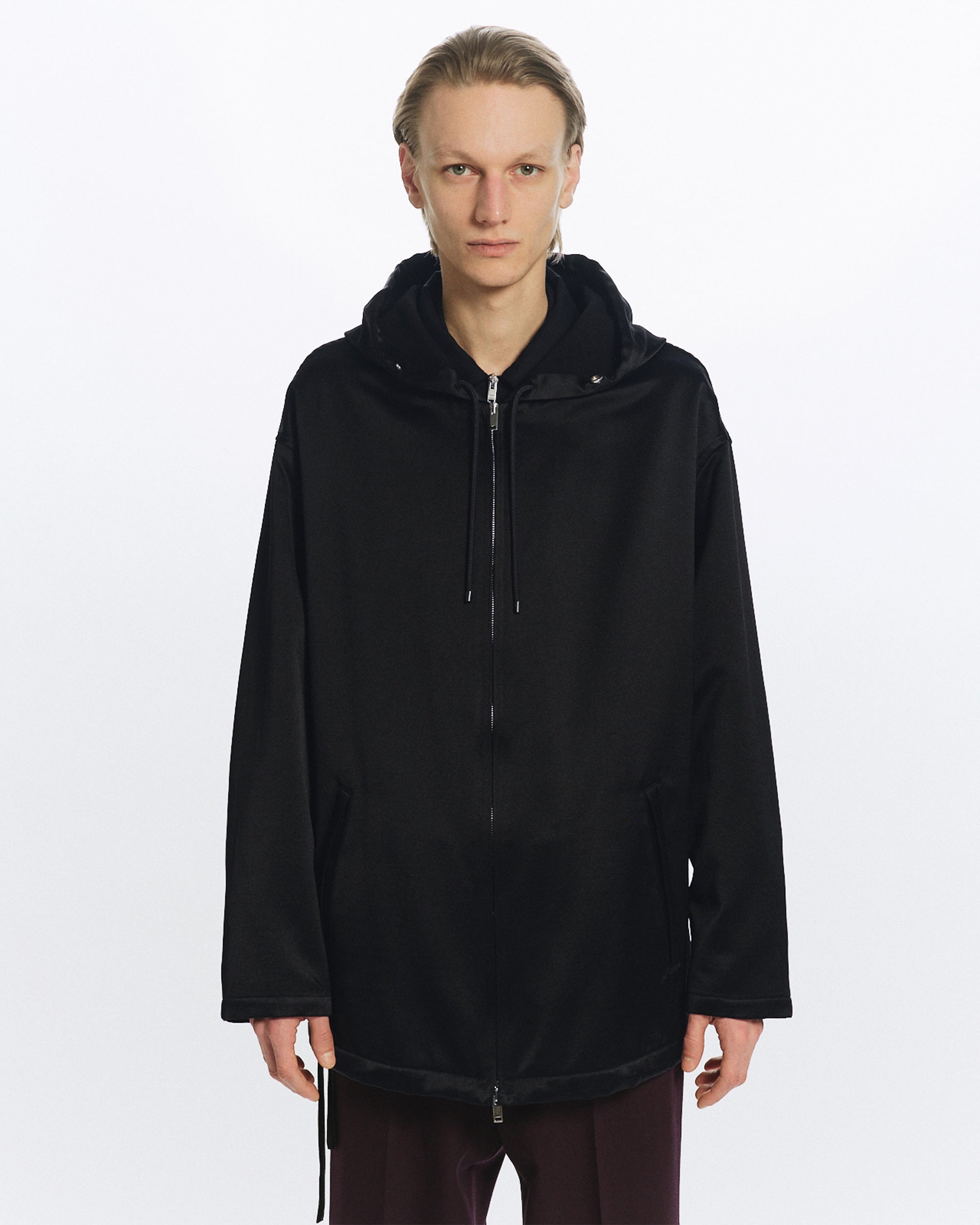 ブラタクシルク×カシミヤサテン / シティクルーズパーカー, Black