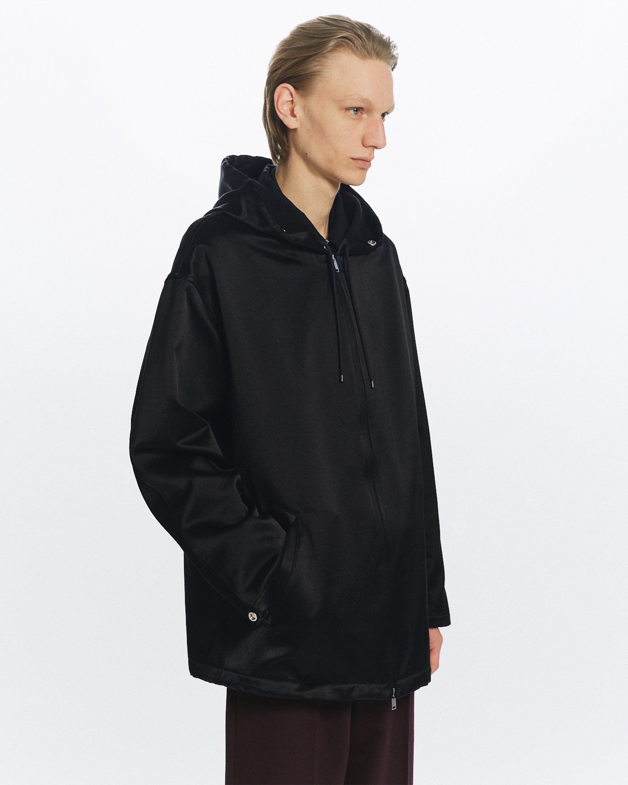 ブラタクシルク×カシミヤサテン / シティクルーズパーカー, Black