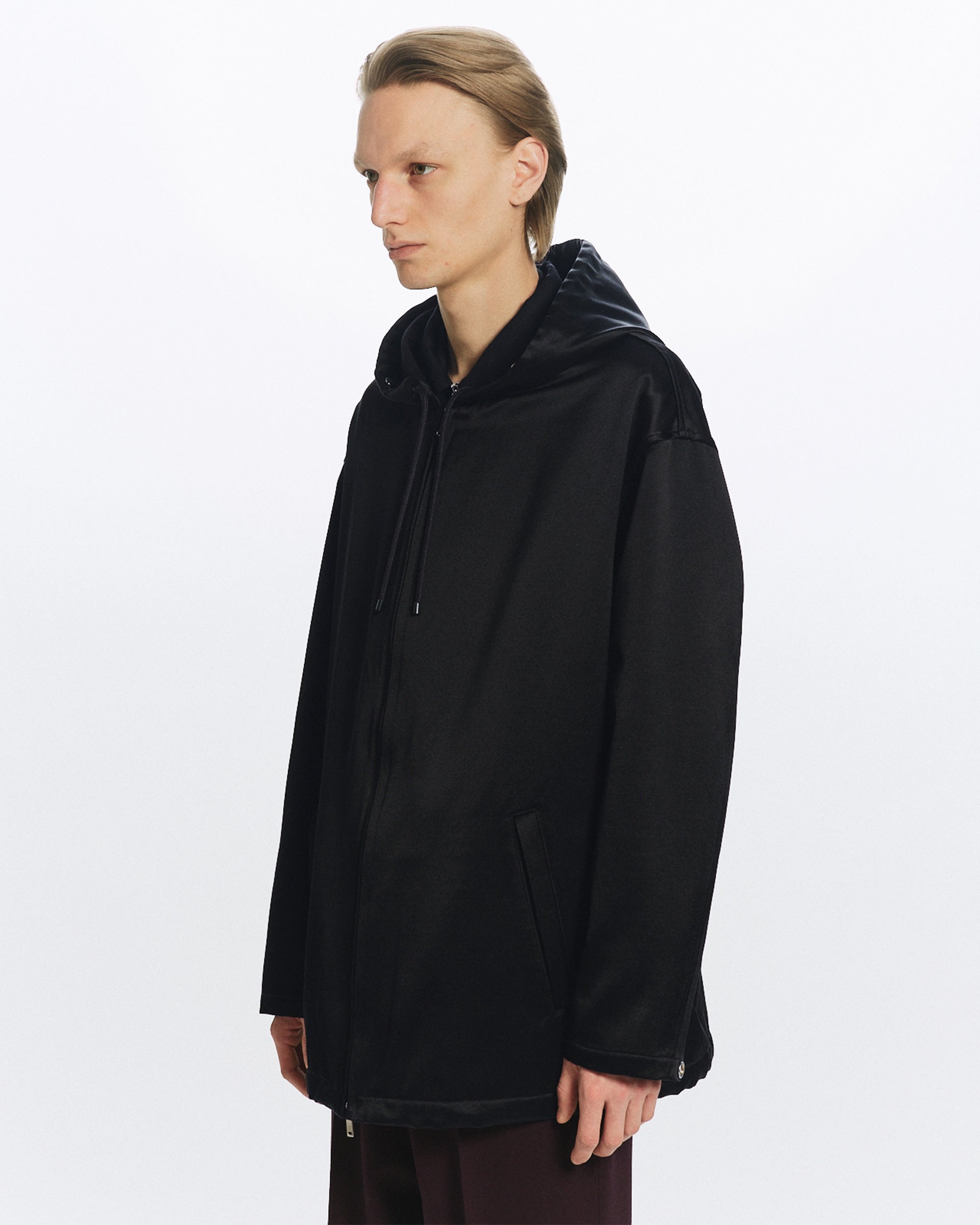 ブラタクシルク×カシミヤサテン / シティクルーズパーカー, Black