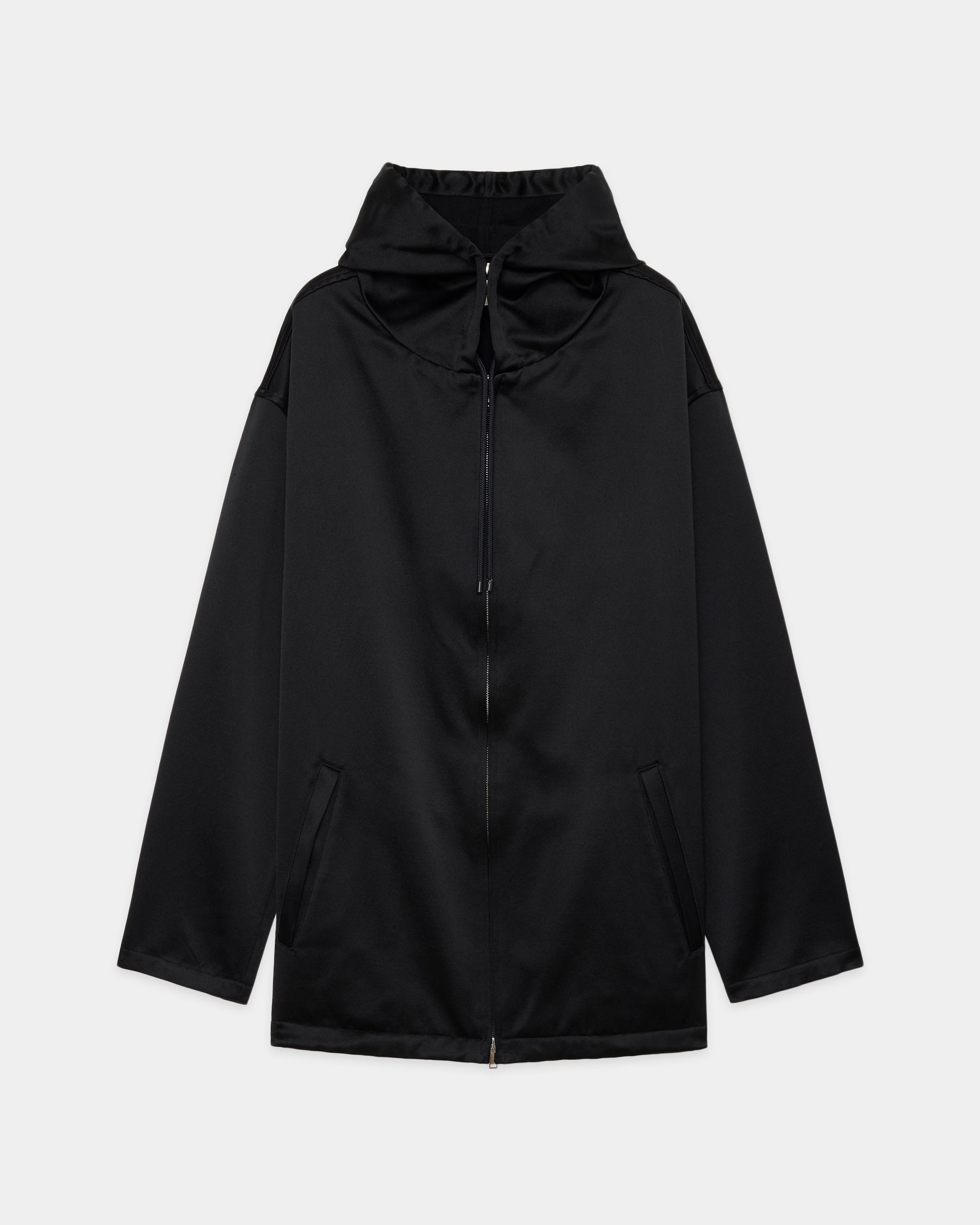 ブラタクシルク×カシミヤサテン / シティクルーズパーカー, Black