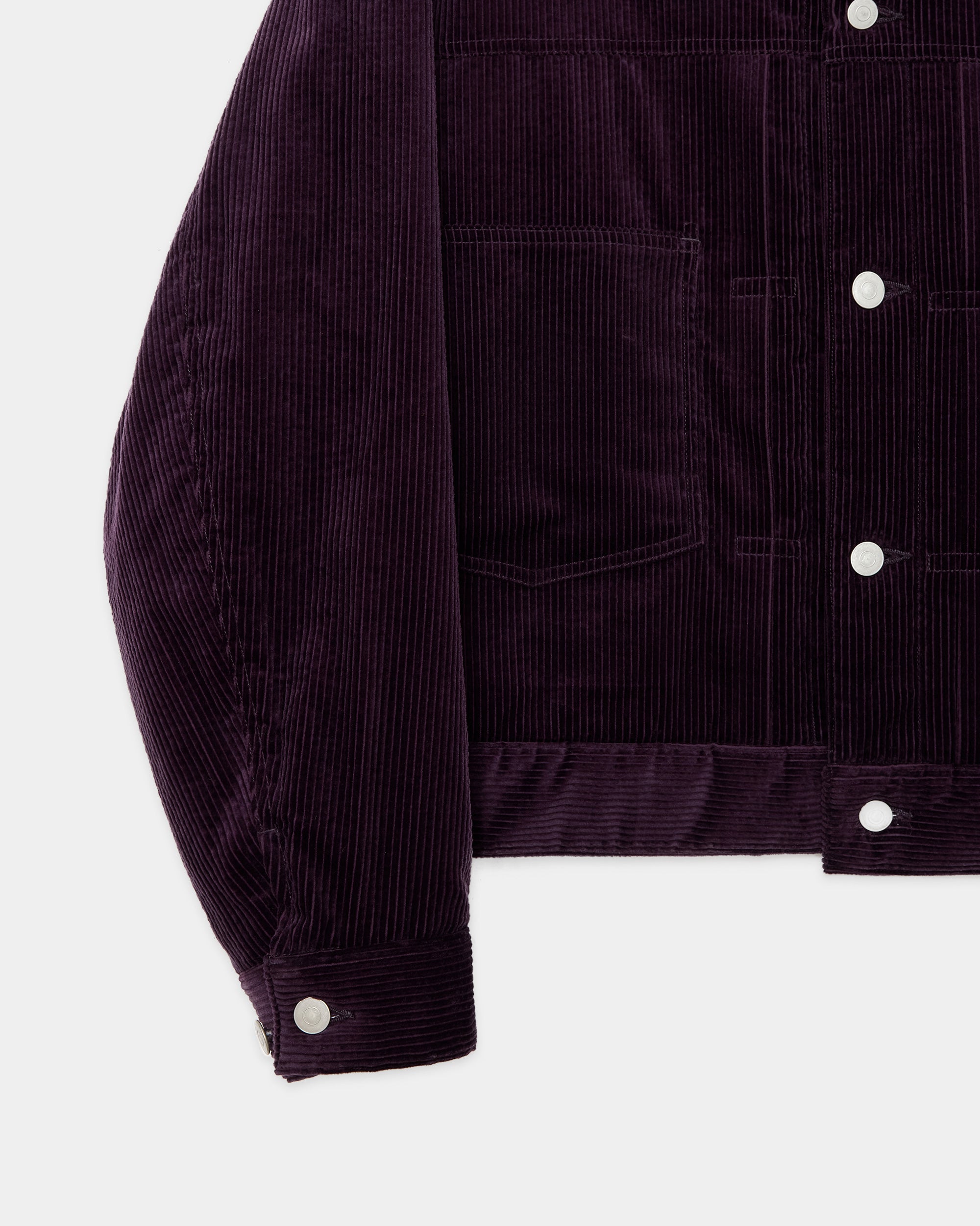 オーガニックコットン 6W コーデュロイ / パフドマンダリンカラーワークジャケット, Purple