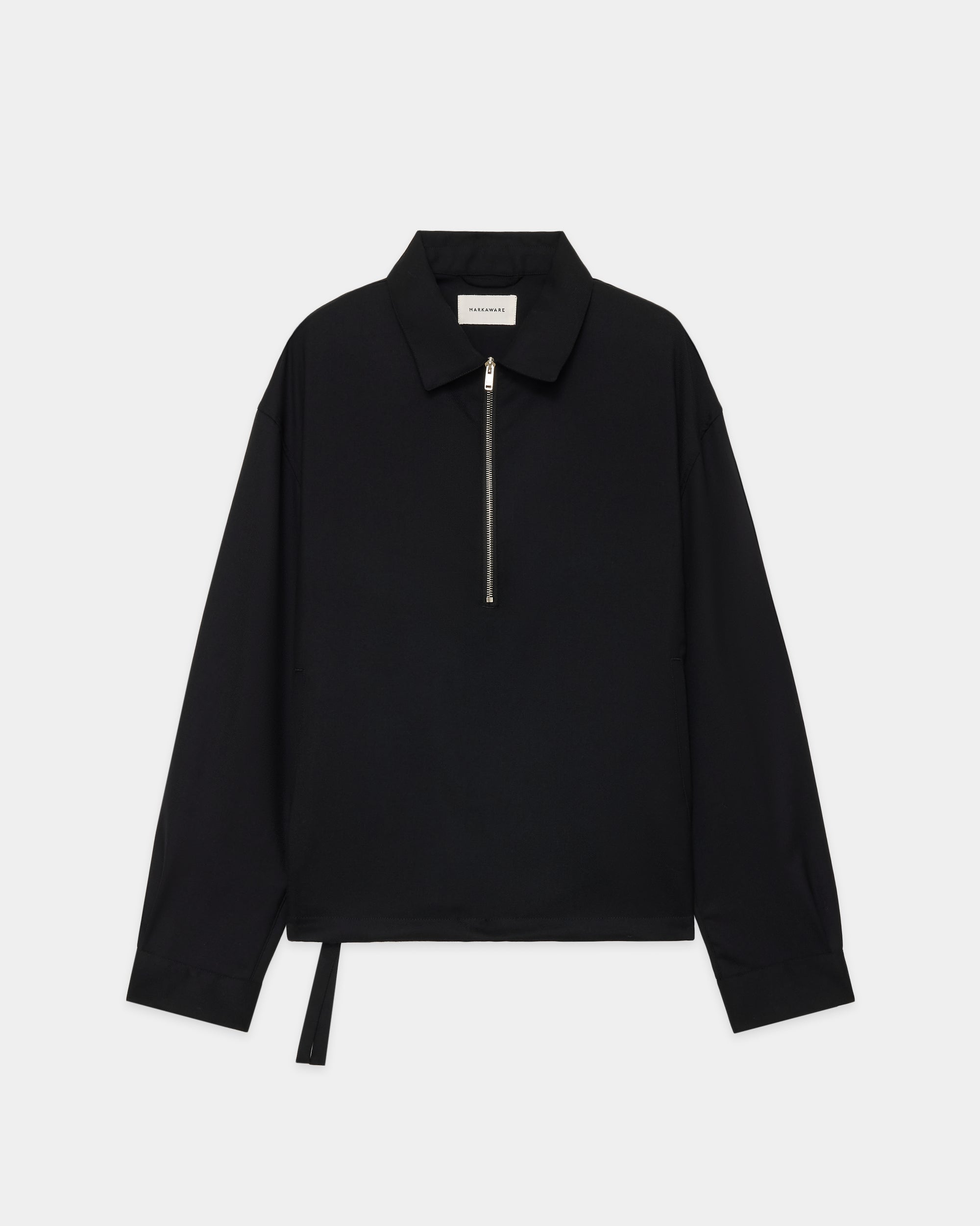 2/80 オーガニックウールヴィエラ / ハーフジップサービスジャケット, Black