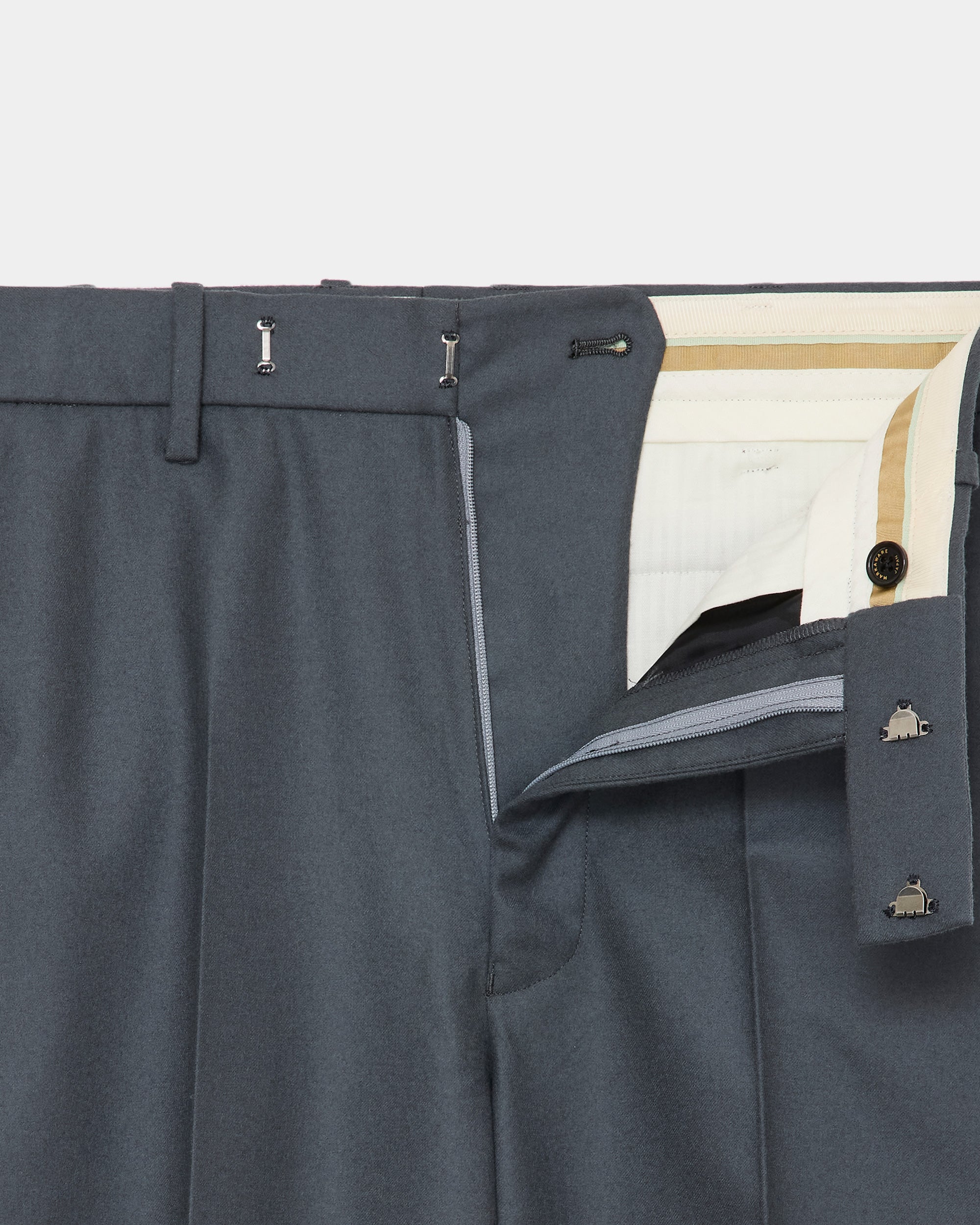 2/80 オーガニックウールフランネル / スリムストレートトラウザーズ, Forest Gray