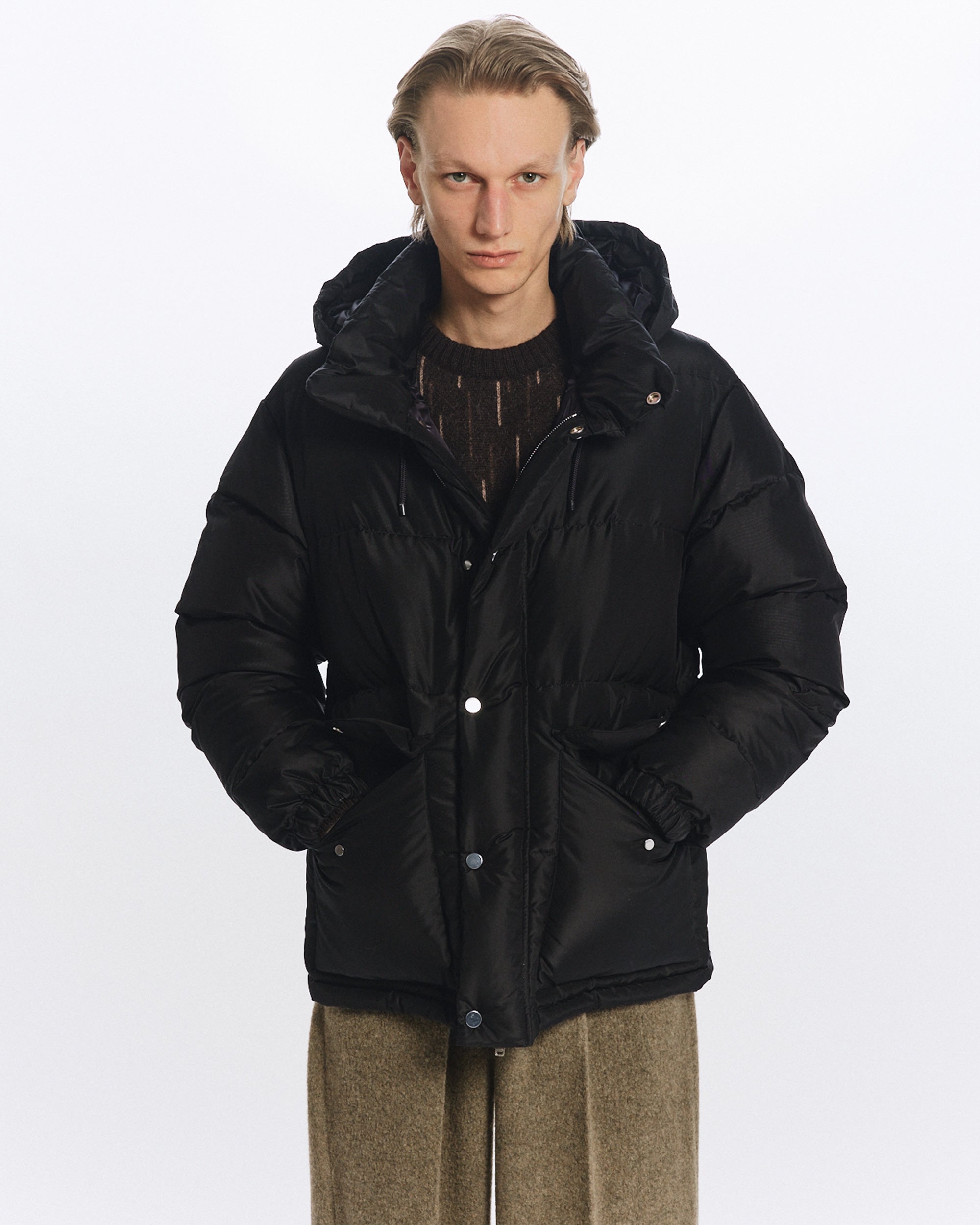 シルクタフタ / シルクダウンパーカー, Black