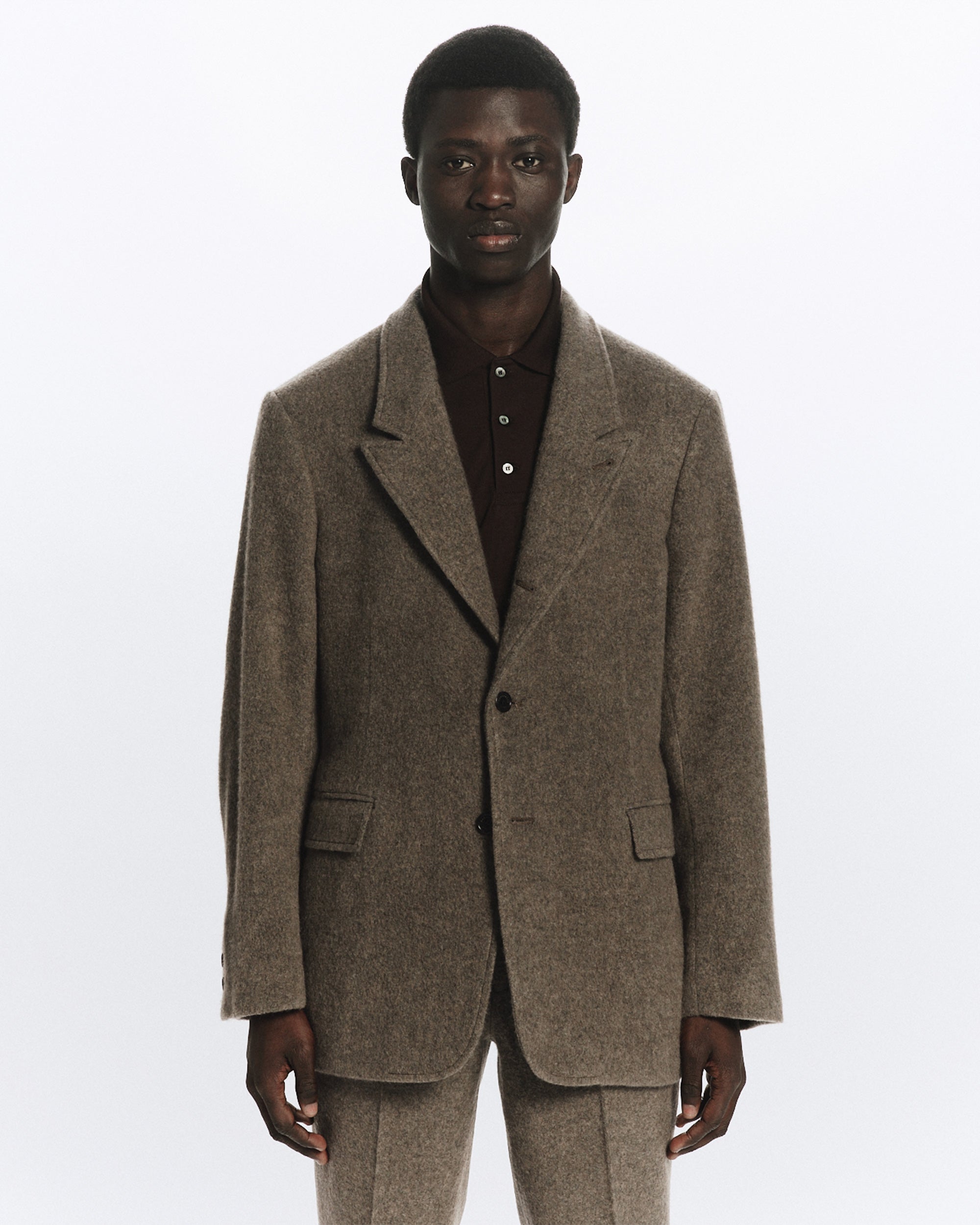 ウールカシミヤナッピングワッシャー /  ハントリージャケット, Green Beige