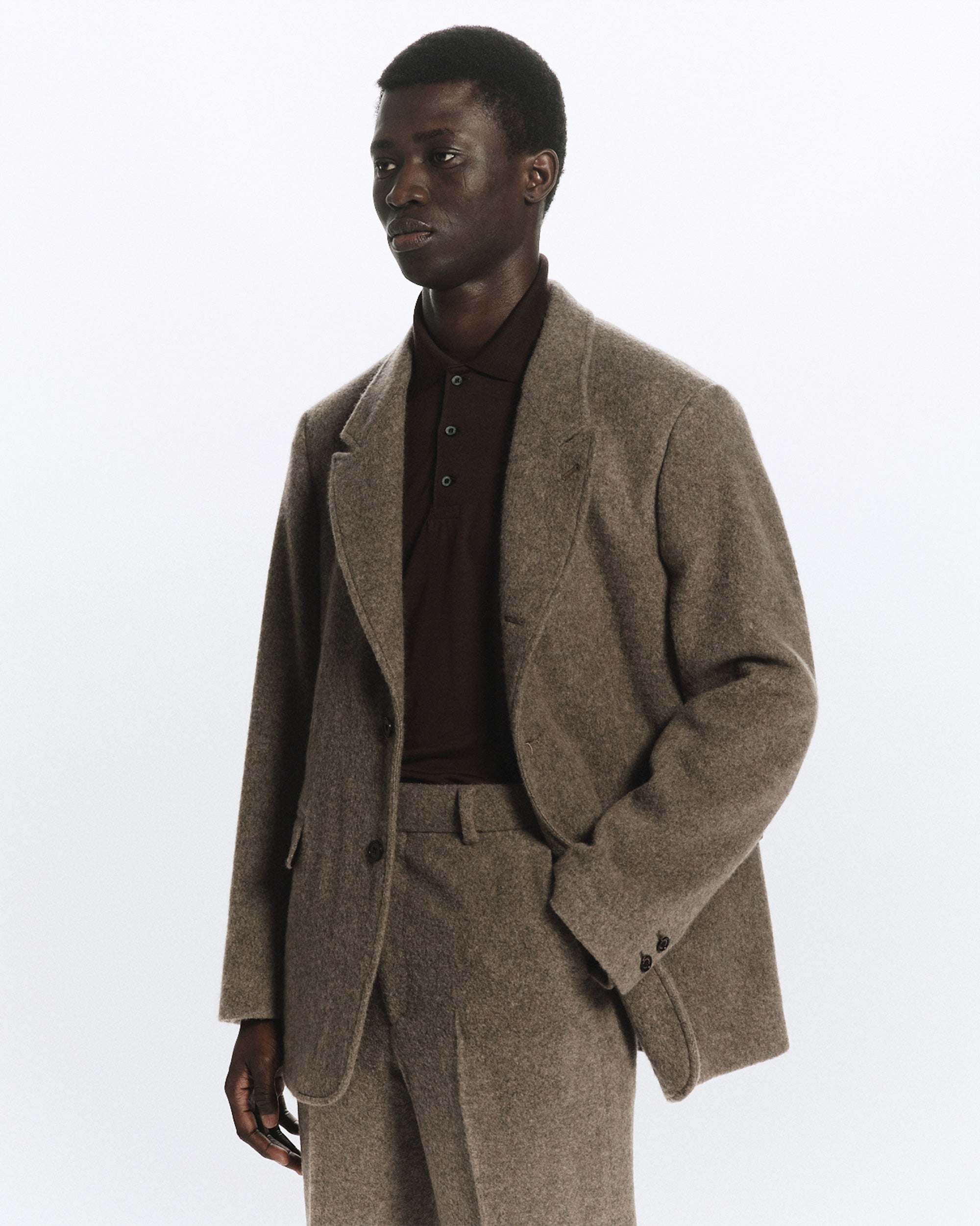 ウールカシミヤナッピングワッシャー /  ハントリージャケット, Green Beige