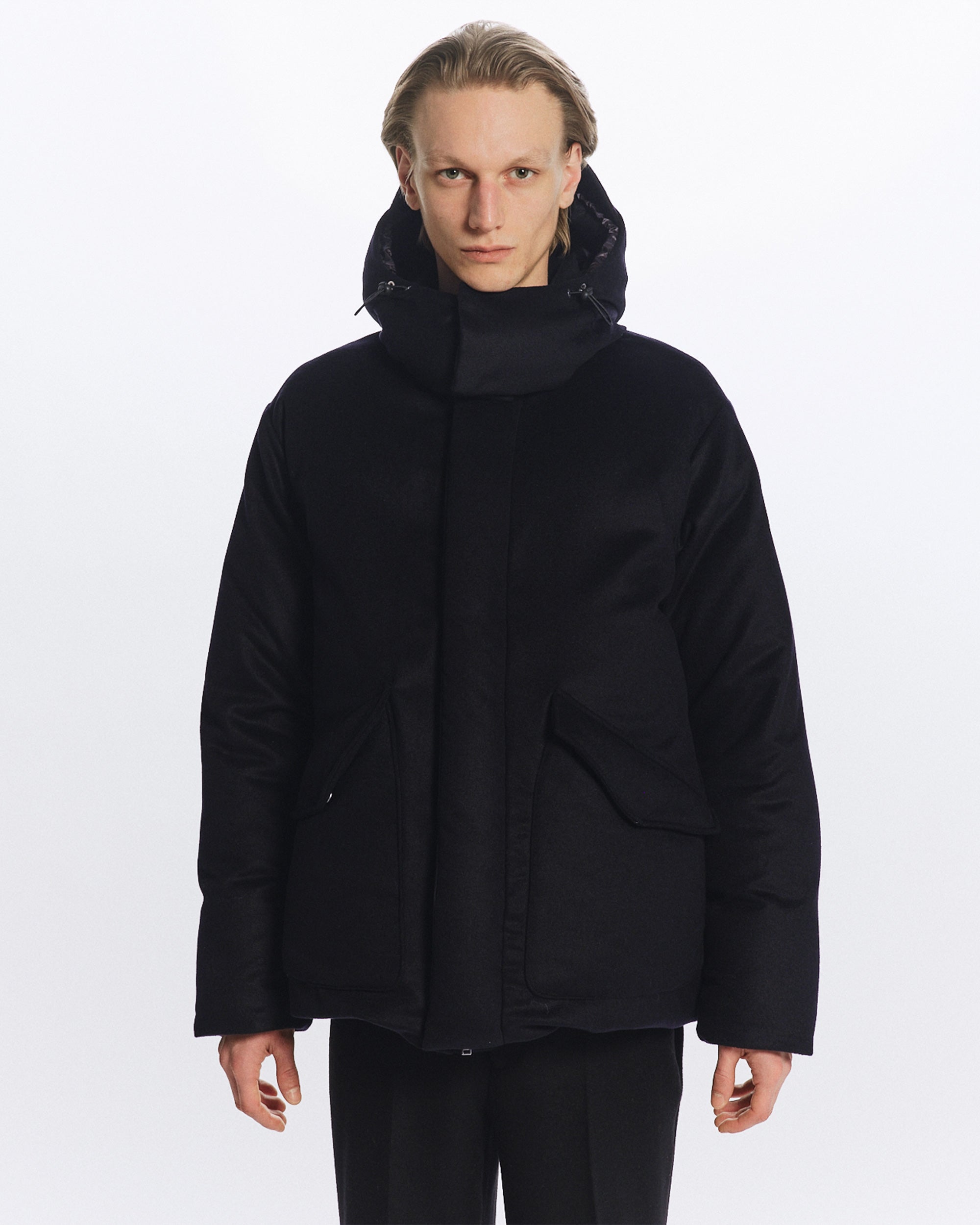 カシミヤフランネル / カシミヤダウンジャケット, D Navy