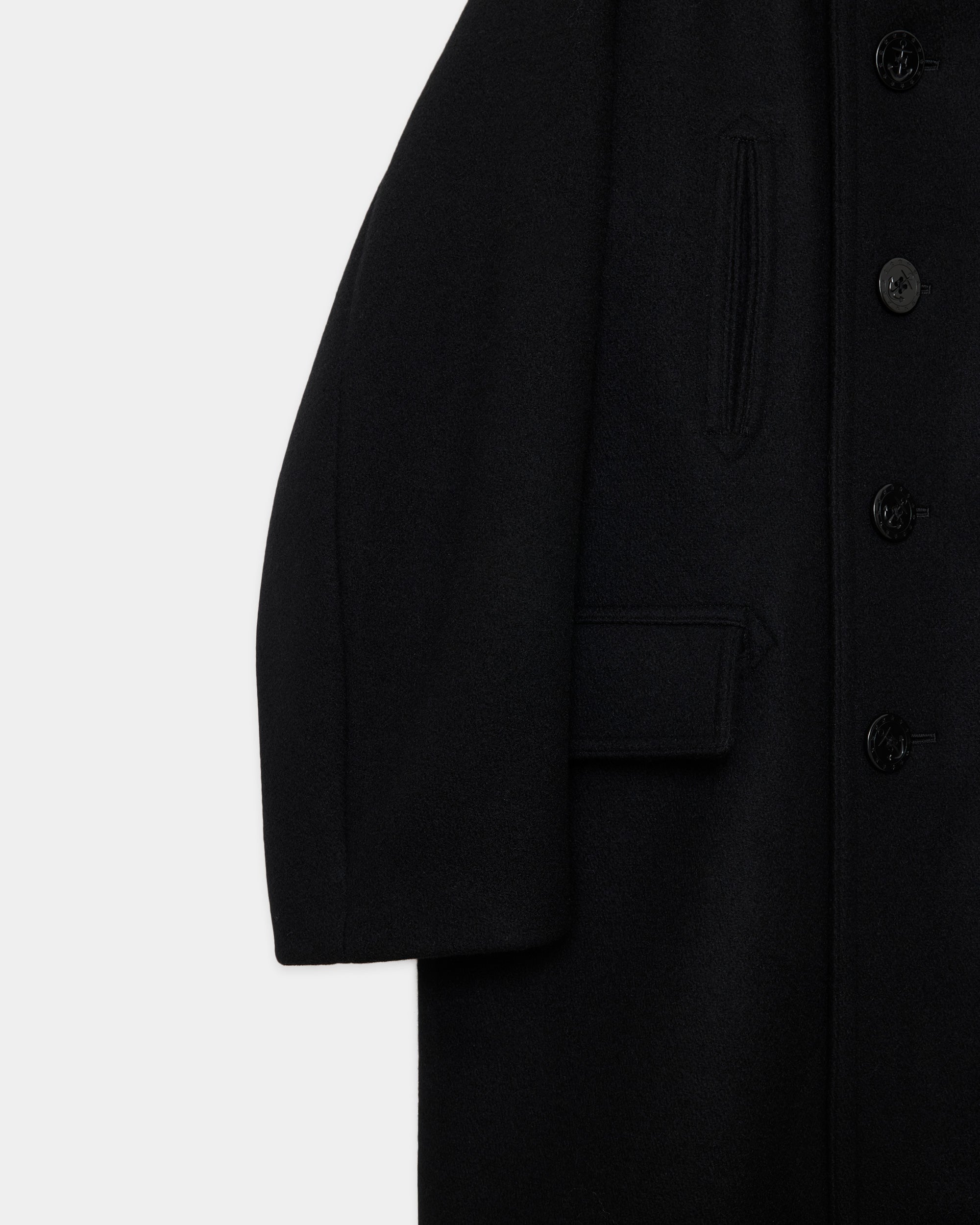 ヴィンテージメルトン / 10ボタンピーコート, Black