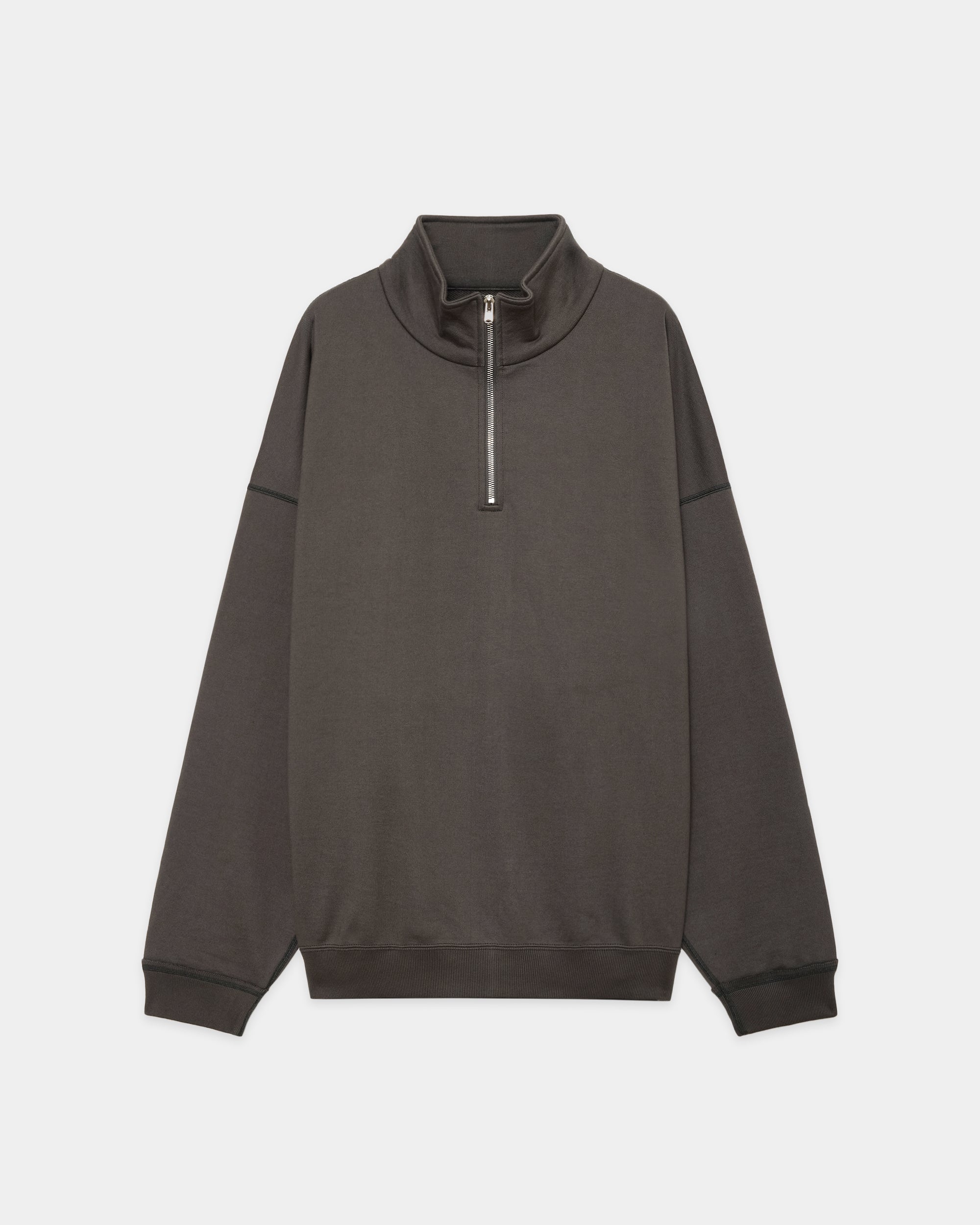 【PARKING別注】オーガニックコットンヘビー吊裏毛 / クォータージッププルオーバー, Charcoal