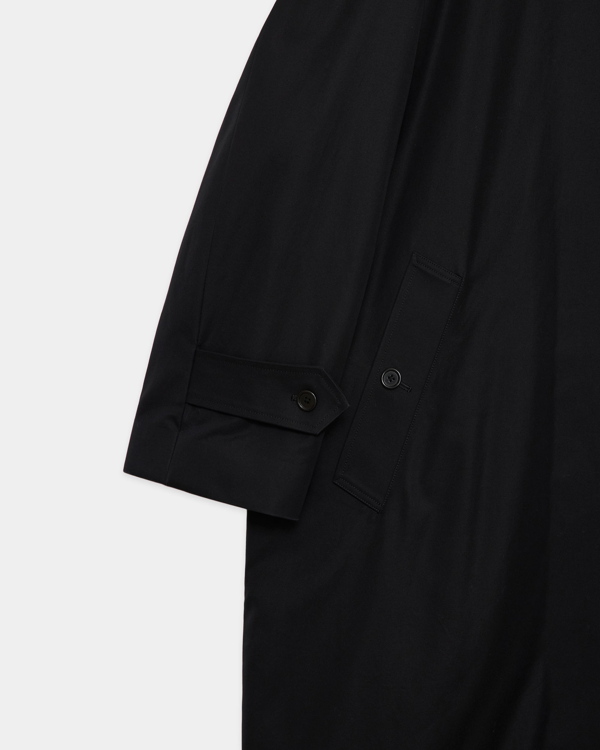 オーガニックGIZAギャバジン / ヒュージシングルトレンチコート, Black