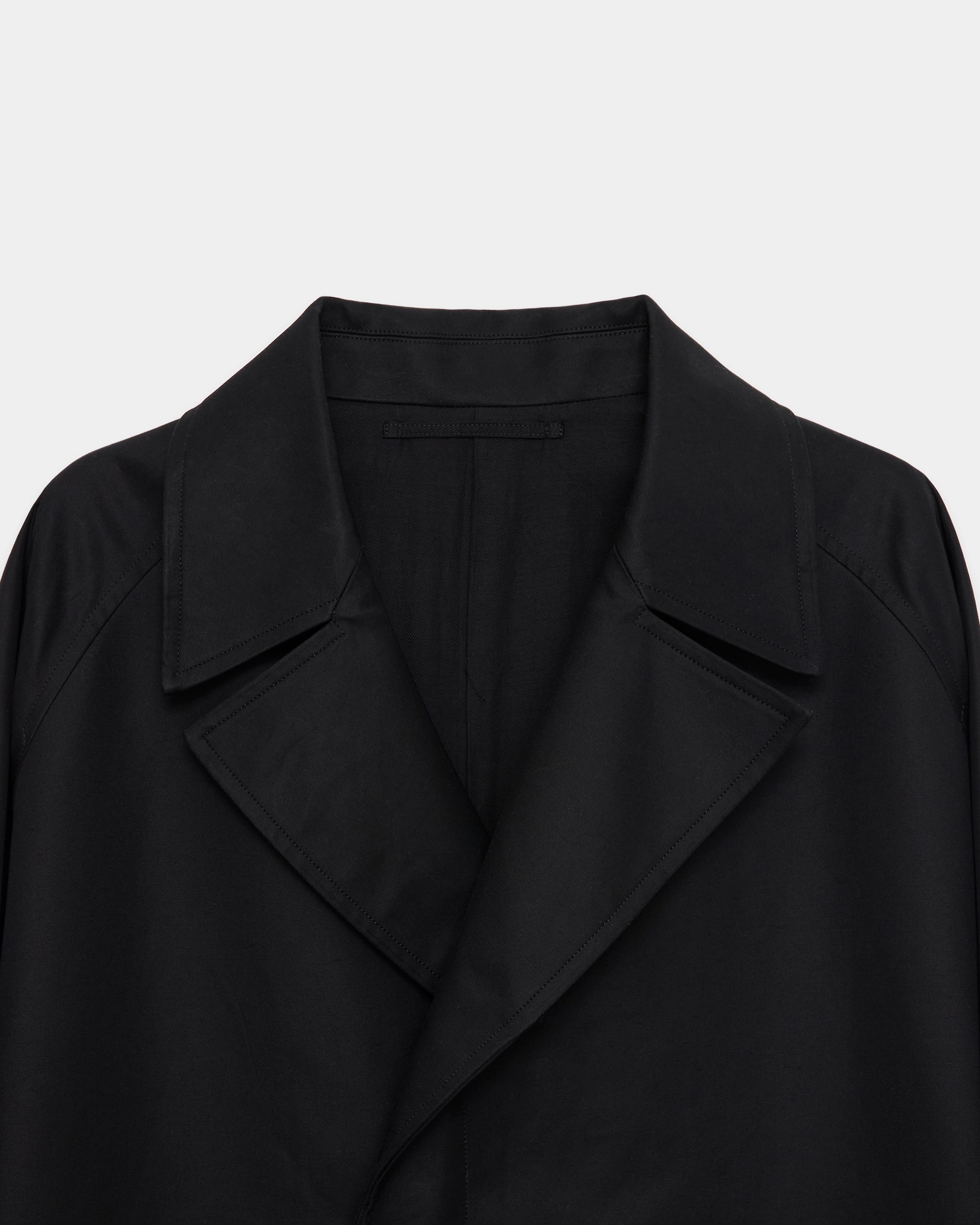 オーガニックGIZAギャバジン / フライフロントトレンチコート, Black