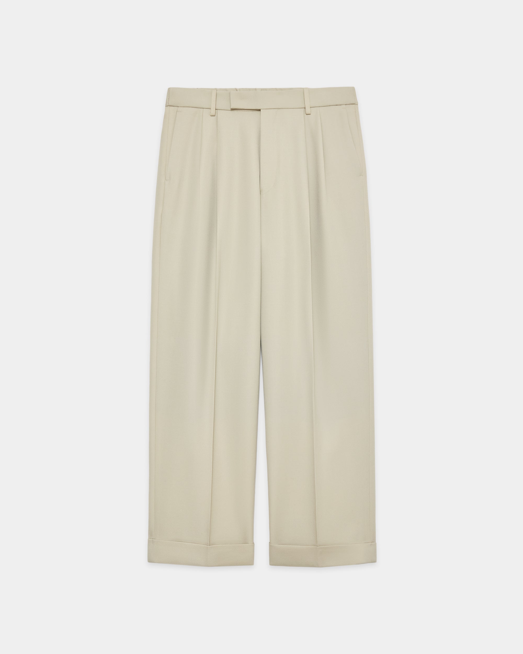 ポルワース3/2ハードツイル / ダブルプリーテッドセミイージートラウザーズ, Greige