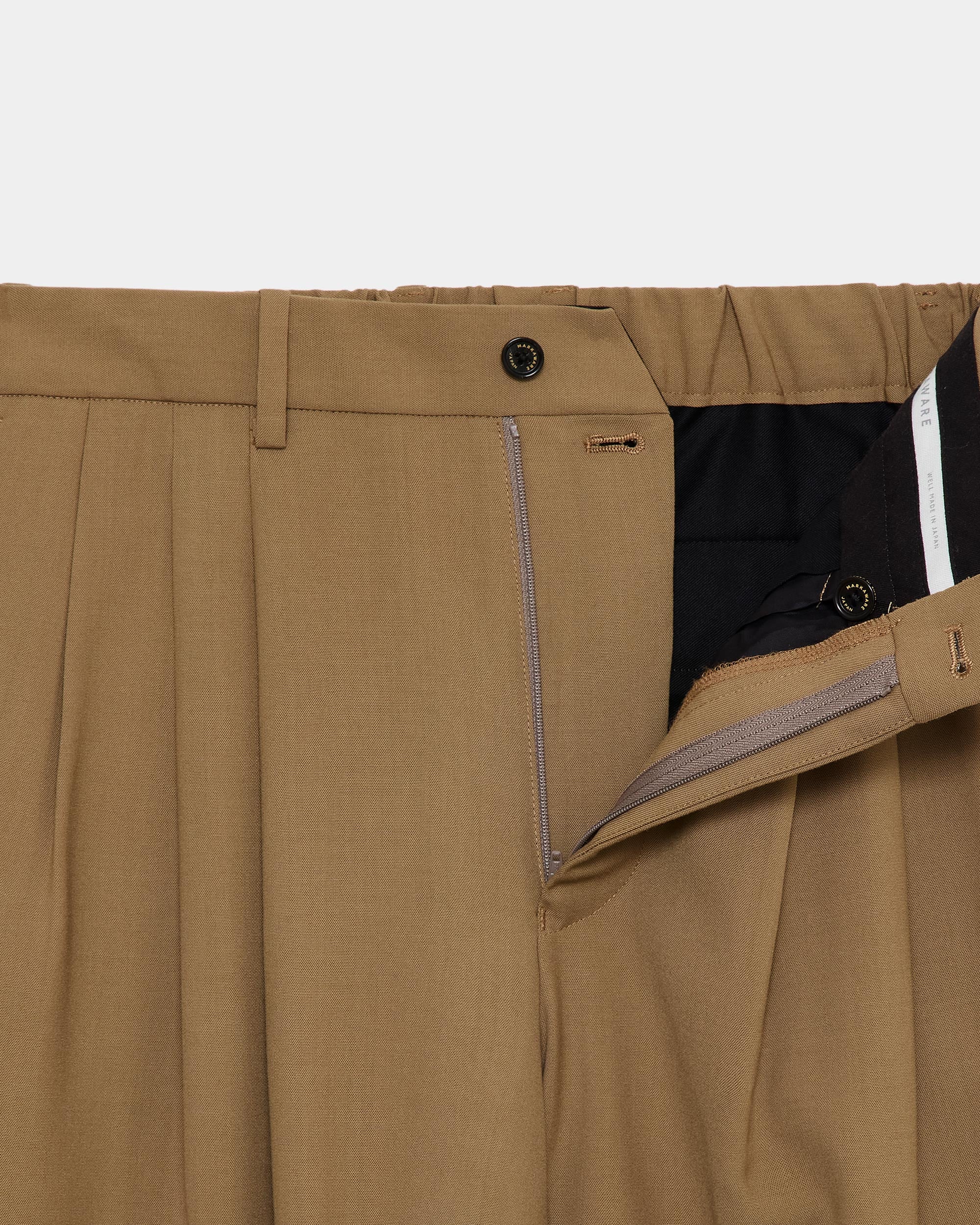 3/72アルゼンチンウールトロピカルサバイバルクロス / トリプルプリーテッド ワイドトラウザーズ, Beige