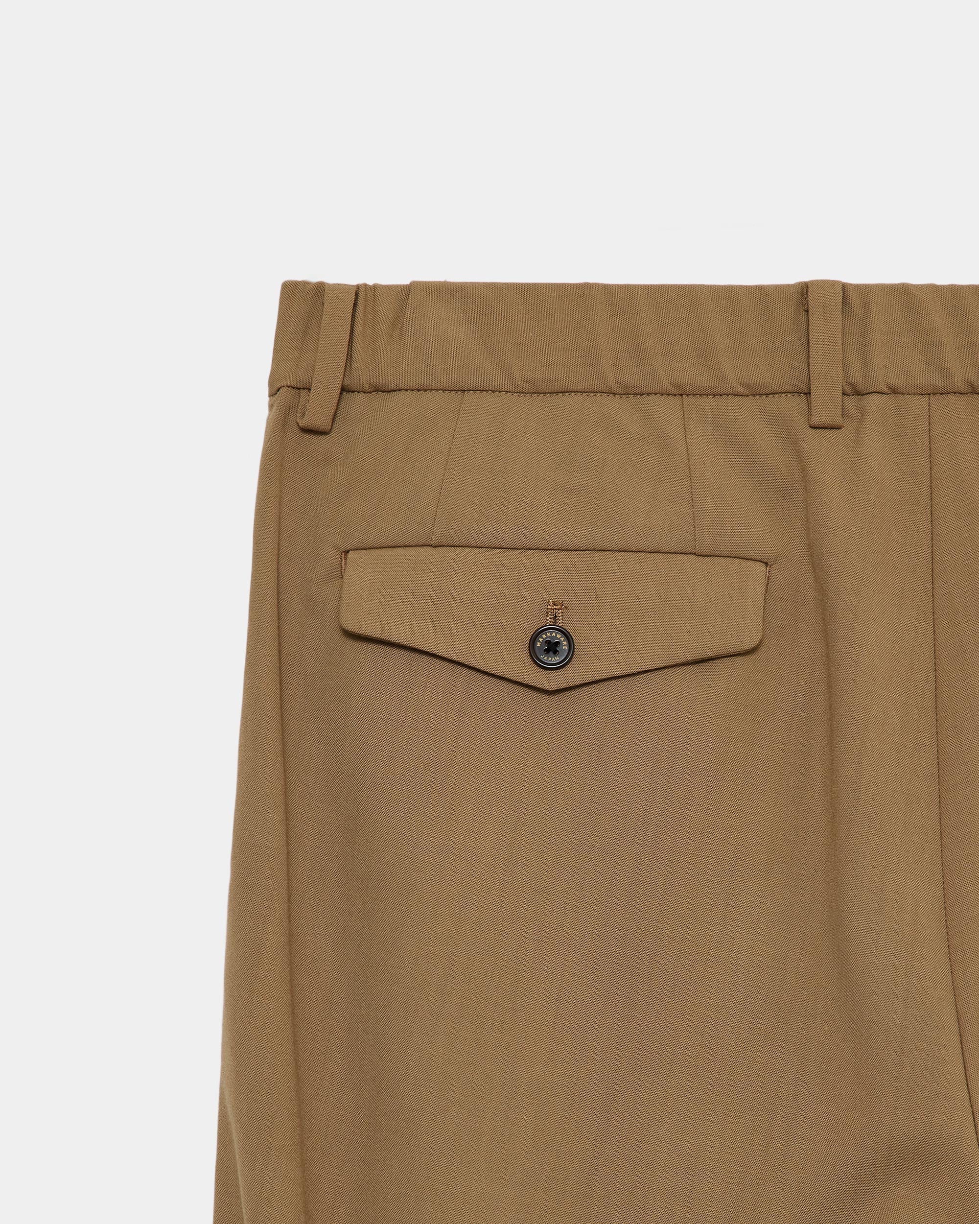 3/72アルゼンチンウールトロピカルサバイバルクロス / トリプルプリーテッド ワイドトラウザーズ, Beige