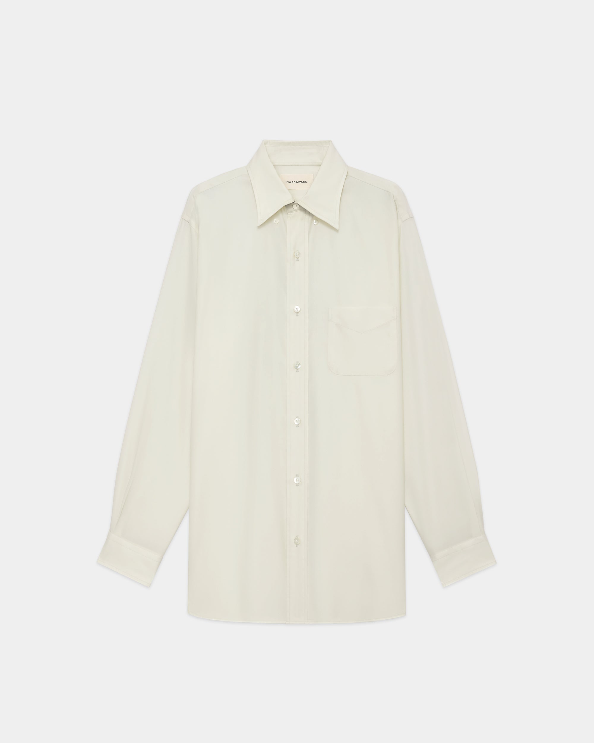 スーパー160s防縮ウールオックスフォード / レギュラーフィットポロカラーシャツ, Pearl Gray