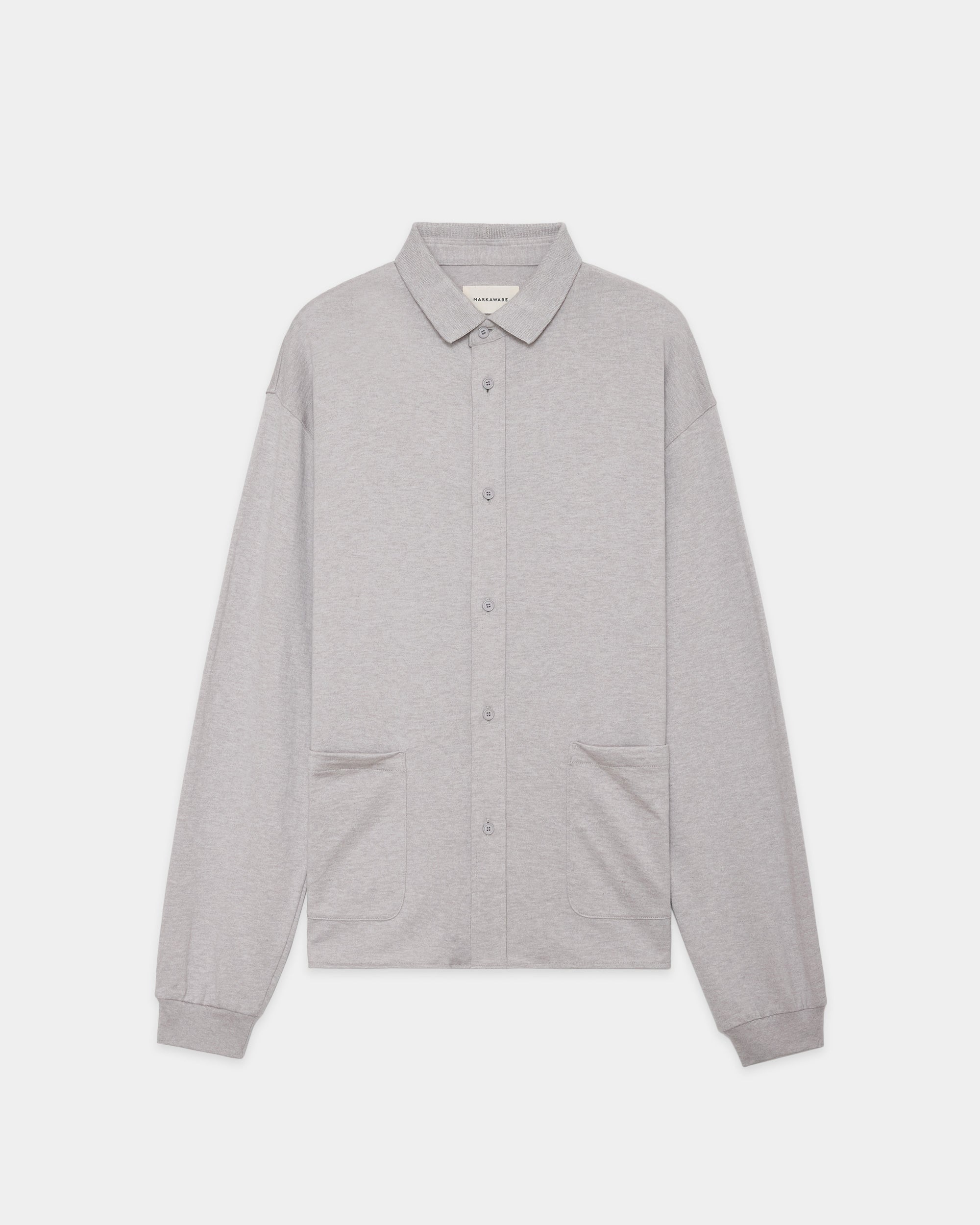 コットン×シルク×カシミヤ吊り天竺 / ポロカラーシャツ, Foggy Gray