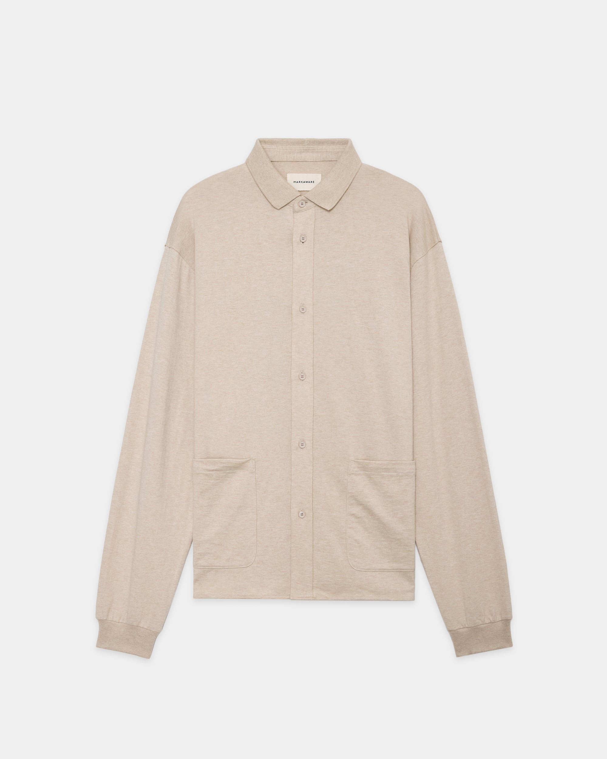 コットン×シルク×カシミヤ吊り天竺 / ポロカラーシャツ, Sand