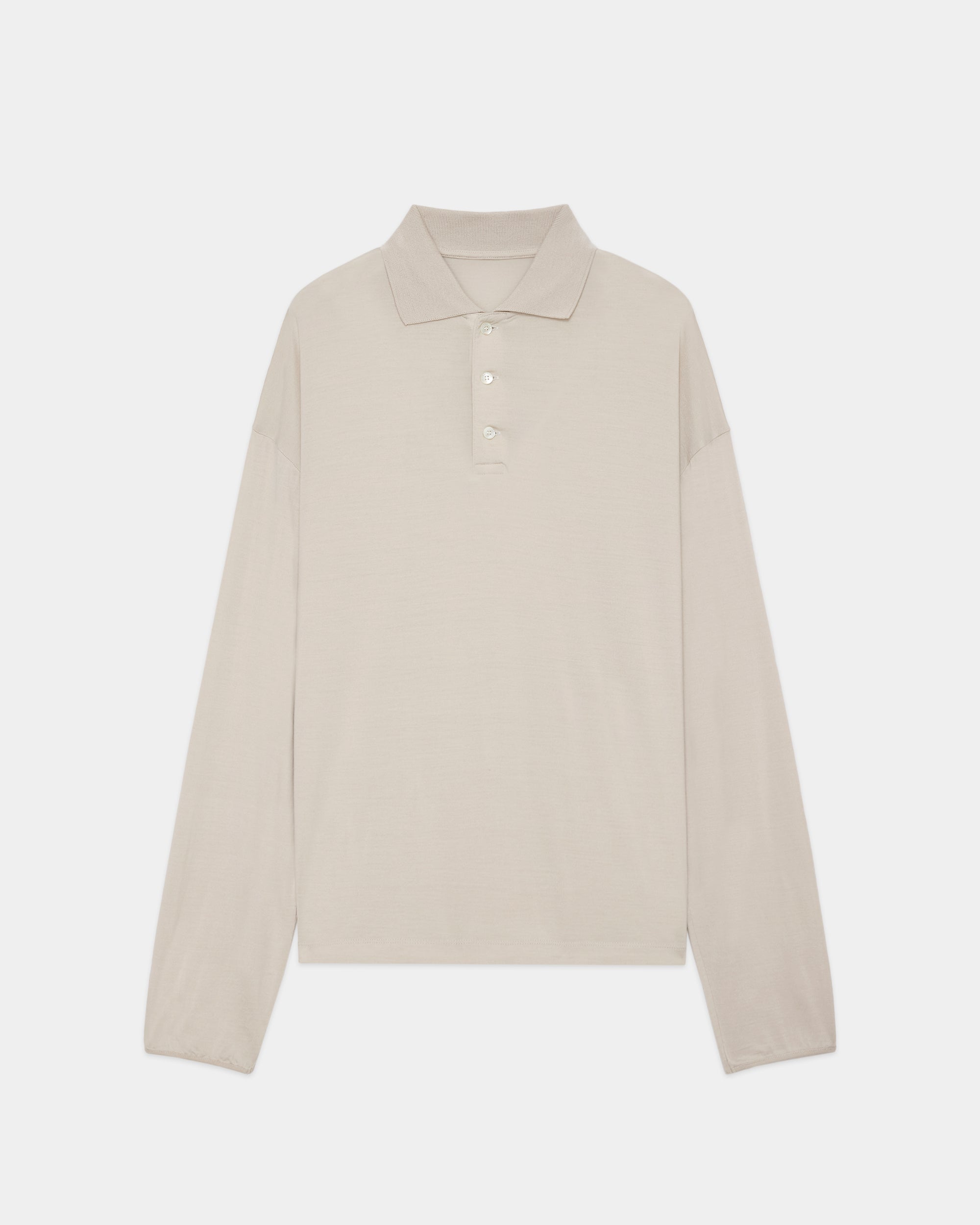 スーパー160sウール防縮天竺 / ロングスリーブポロ, Greige