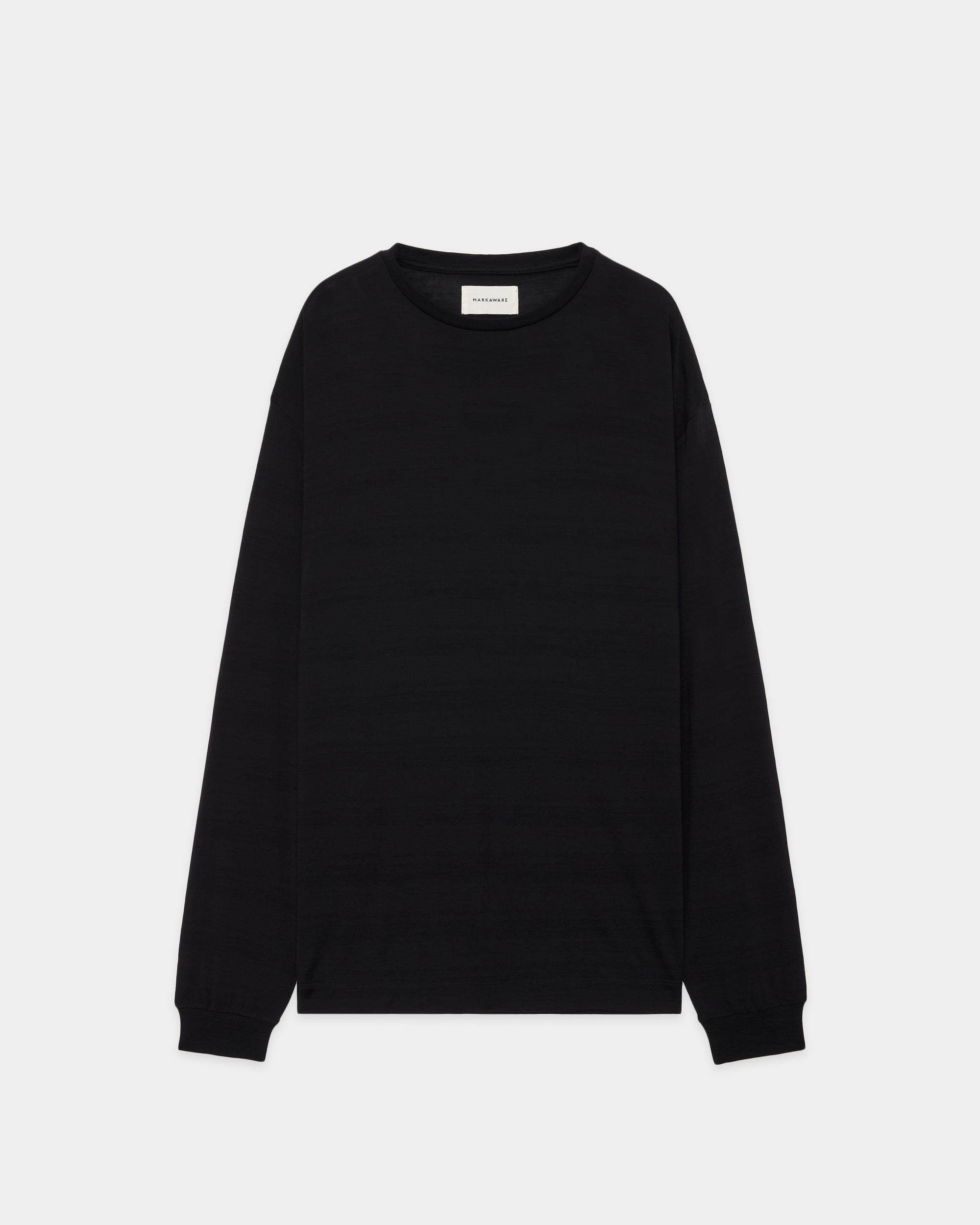 スーパー160sウール防縮天竺 / ロングスリーブTシャツ, Black