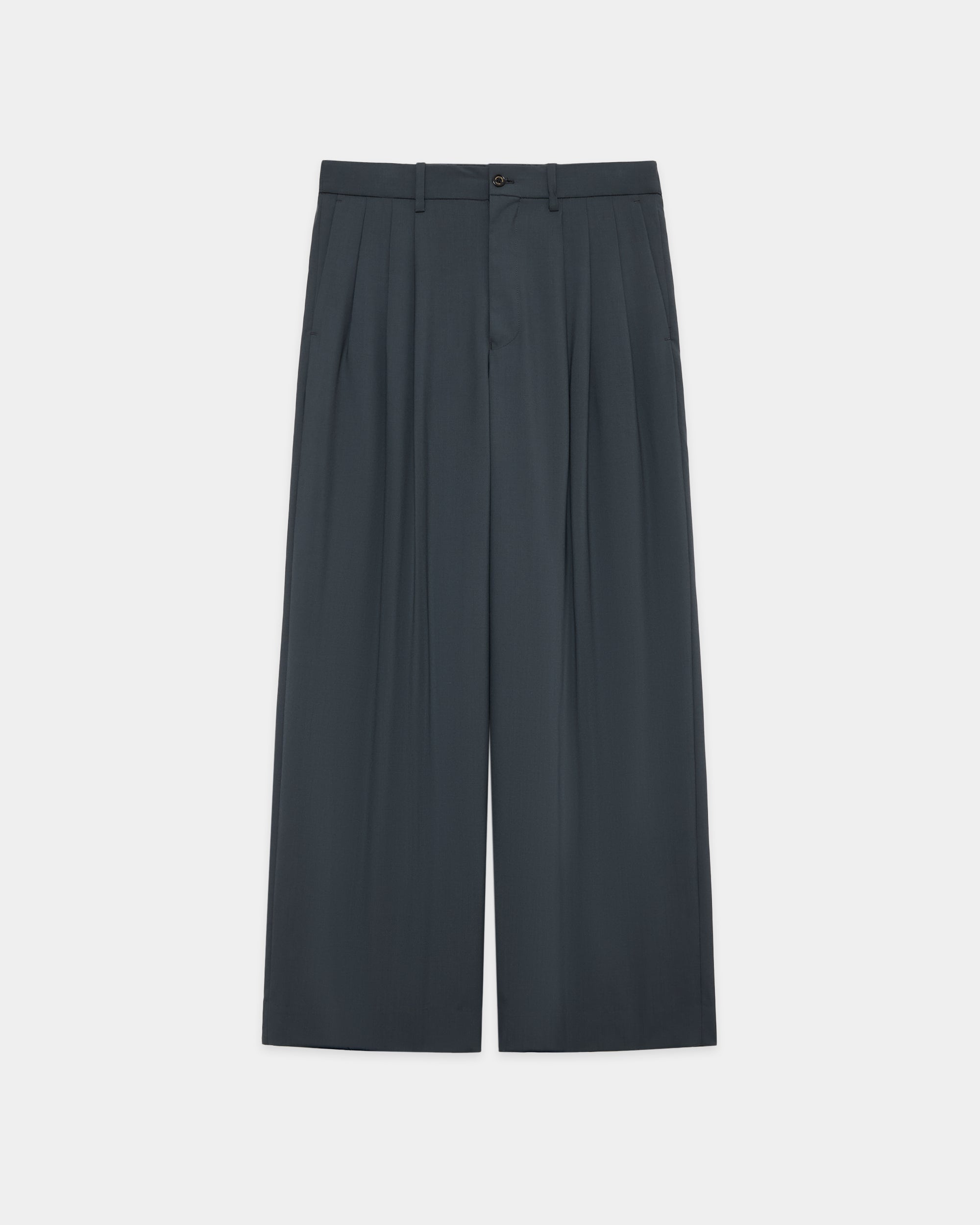 オーガニックウール2/80トロピカル / トリプルプリーテッドワイドトラウザーズ, Charcoal