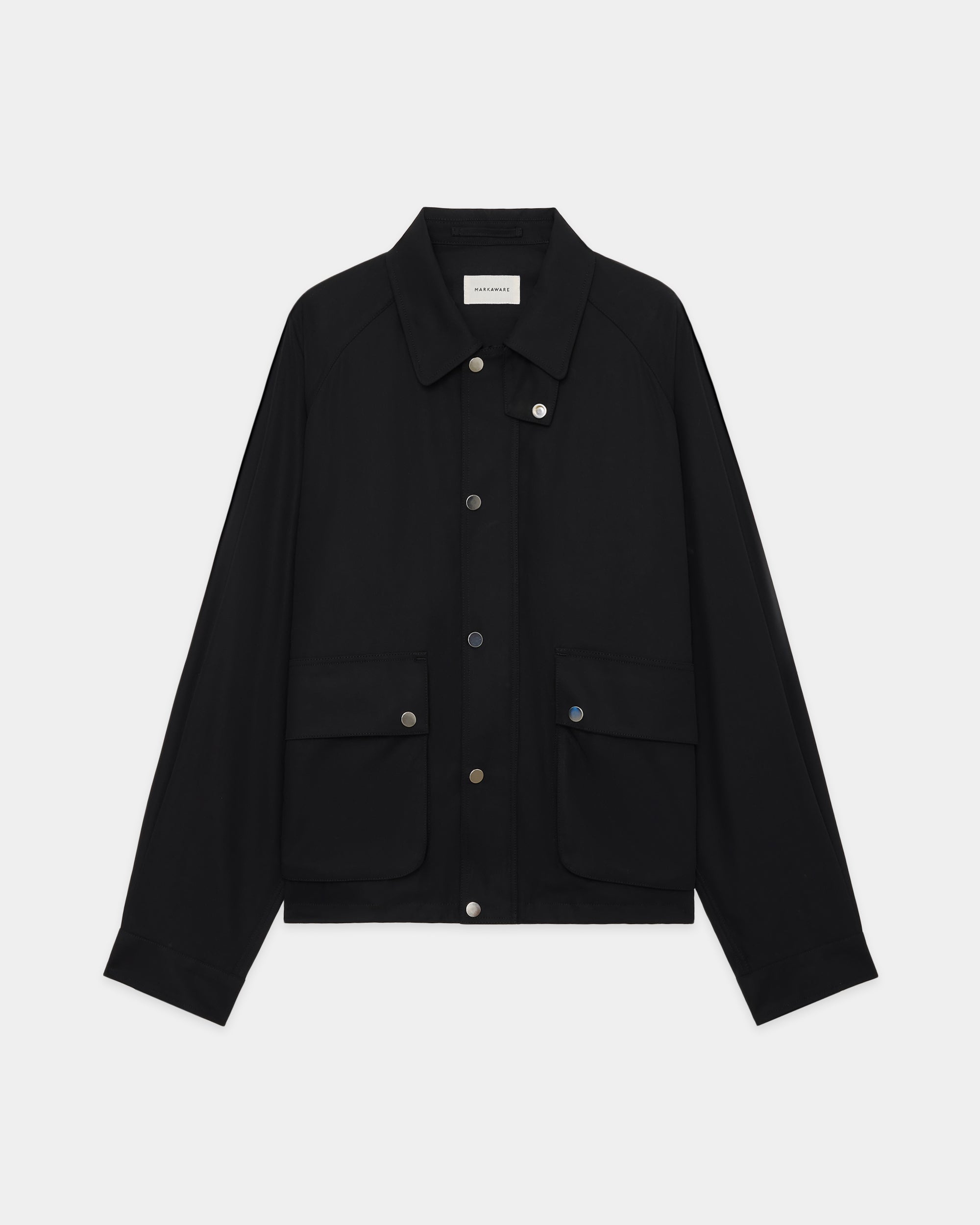 60/2オーガニック強燃ボイル3/2ツイル / ショートフィールドブルゾン, Black