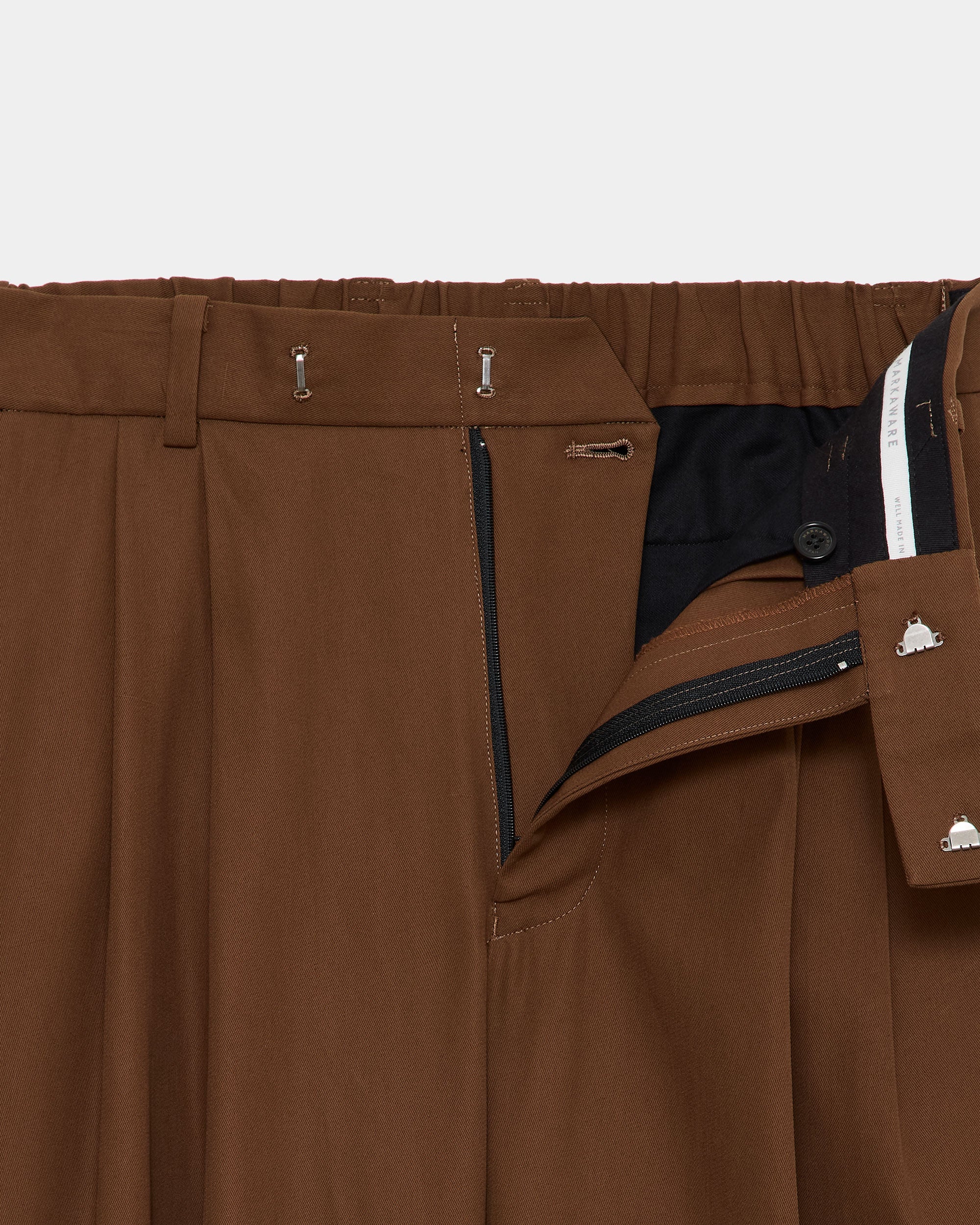 60/2オーガニック強燃ボイル3/2ツイル / ダブルプリーテッドセミイージートラウザーズ, Burnt Umber