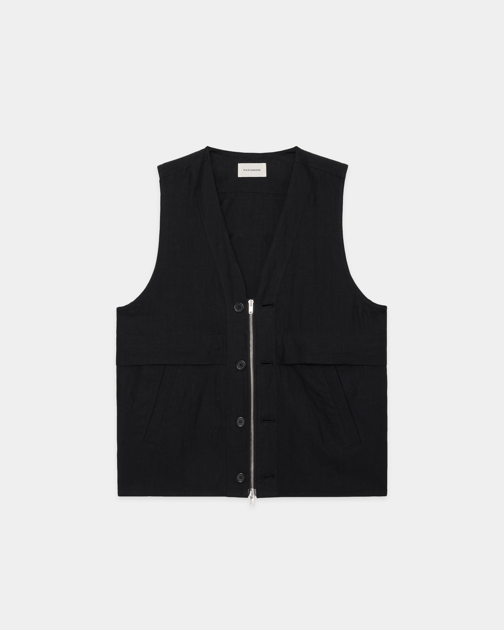 80/1ヘンプタイプライター / ウェストコート, Black