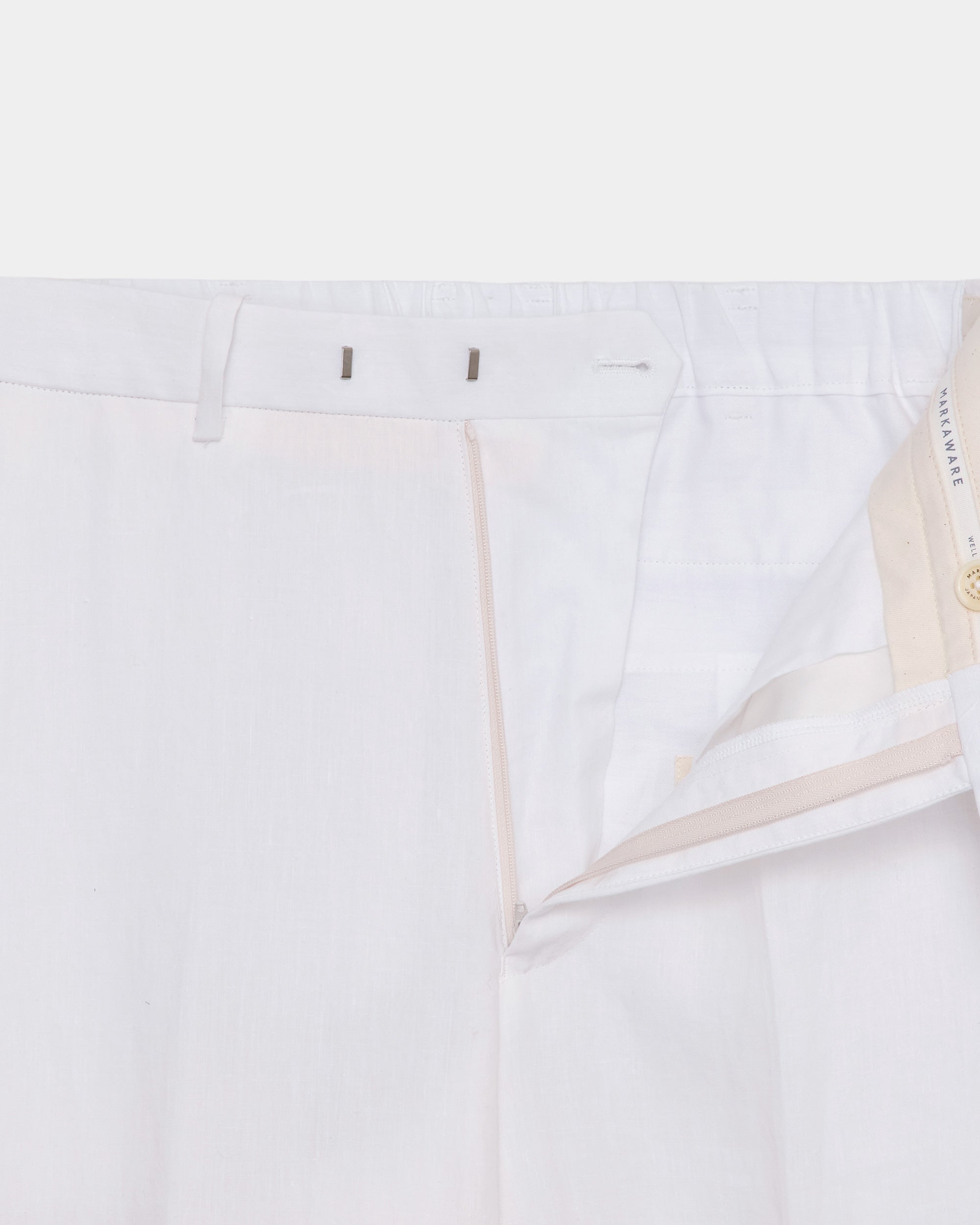 80/1ヘンプタイプライター / ワイドストレートトラウザーズ, White