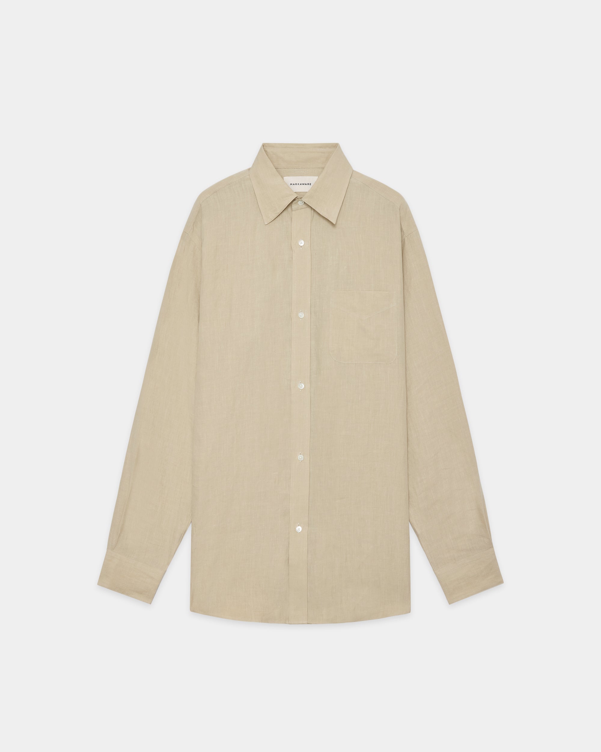 80/1ヘンプタイプライター / レギュラーフィットドレスシャツ, Beige